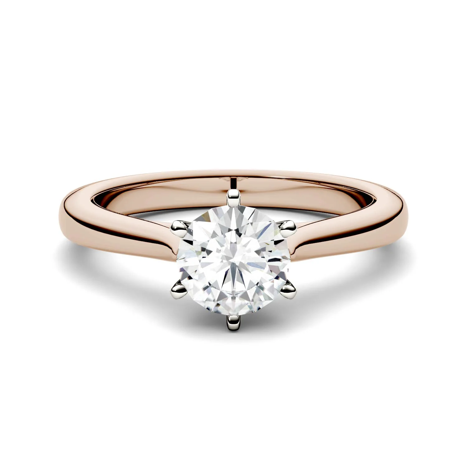 1.00 CTW DEW Round Moissanite Engagement Ring in 14K Two-Toned Gold - Image 4