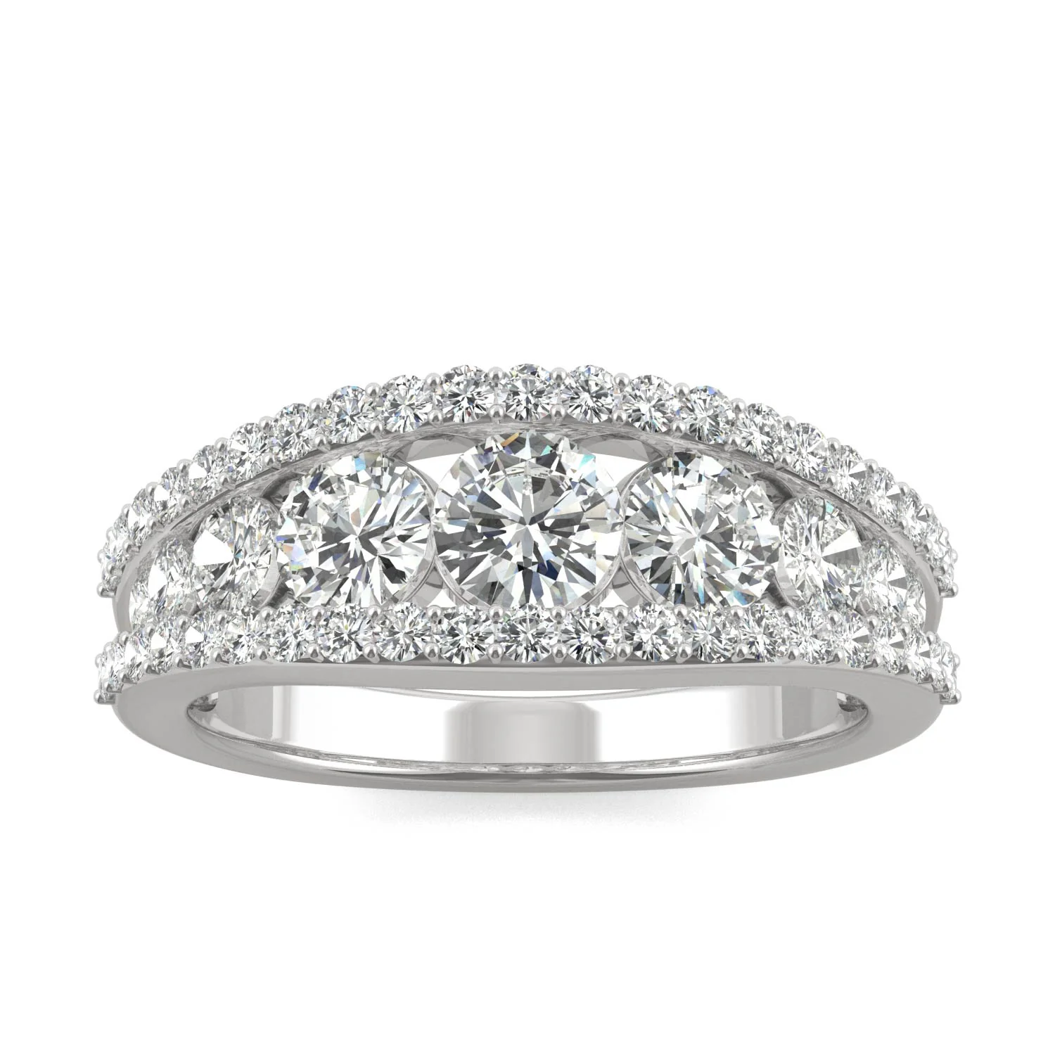 1.53 CTW DEW Round Moissanite Graduated Band in 14K White Gold