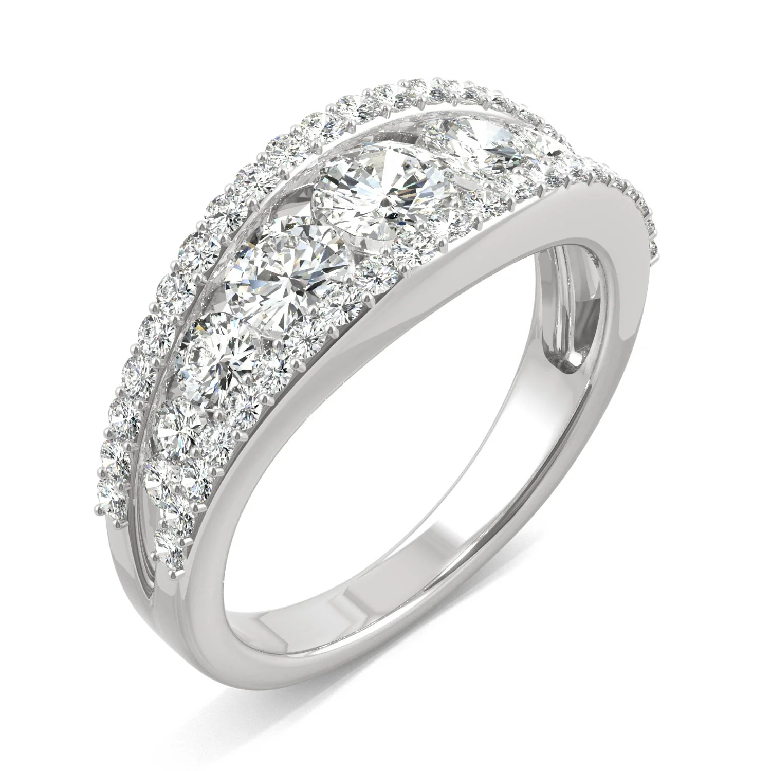 1.53 CTW DEW Round Moissanite Graduated Band in 14K White Gold - Image 2