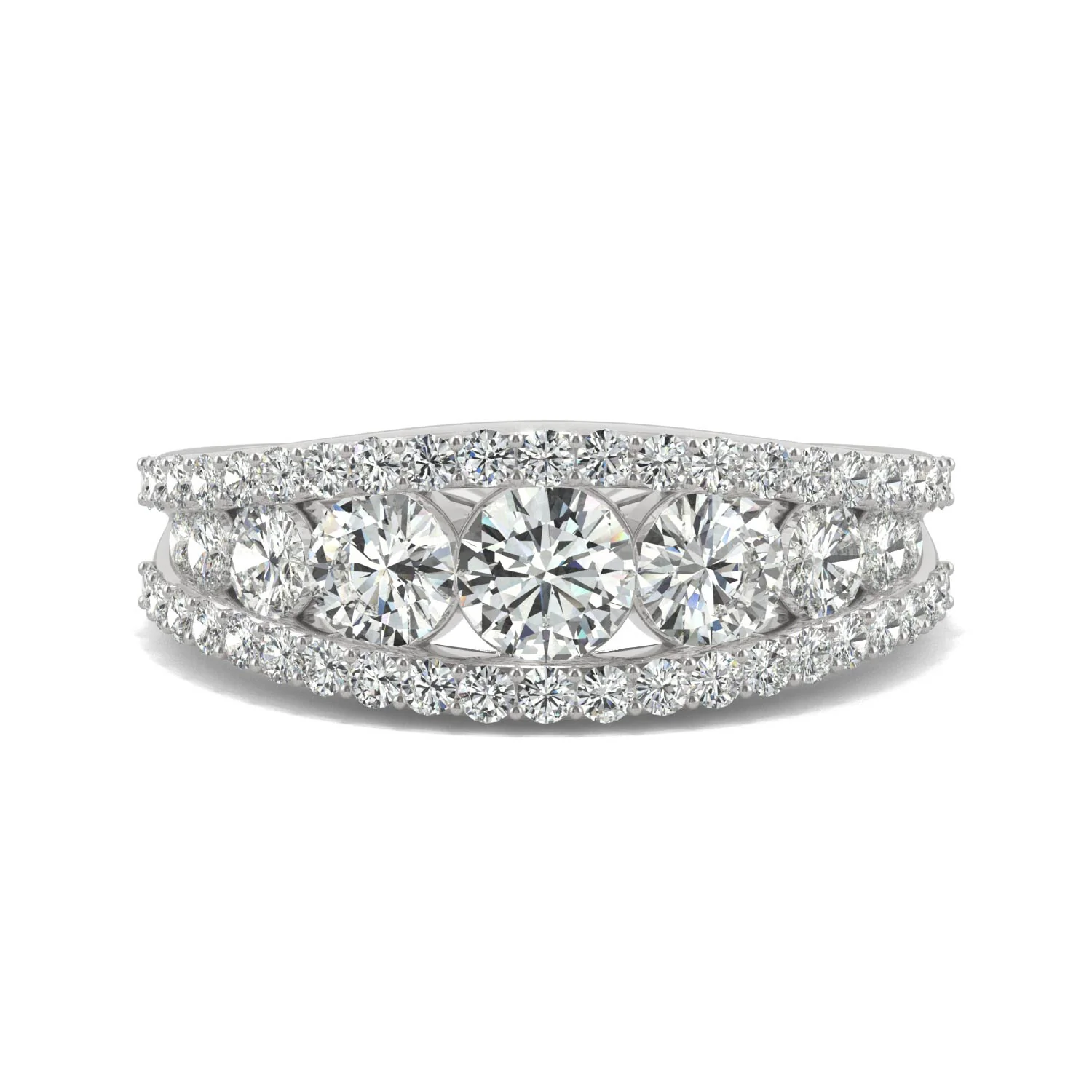 1.53 CTW DEW Round Moissanite Graduated Band in 14K White Gold - Image 4