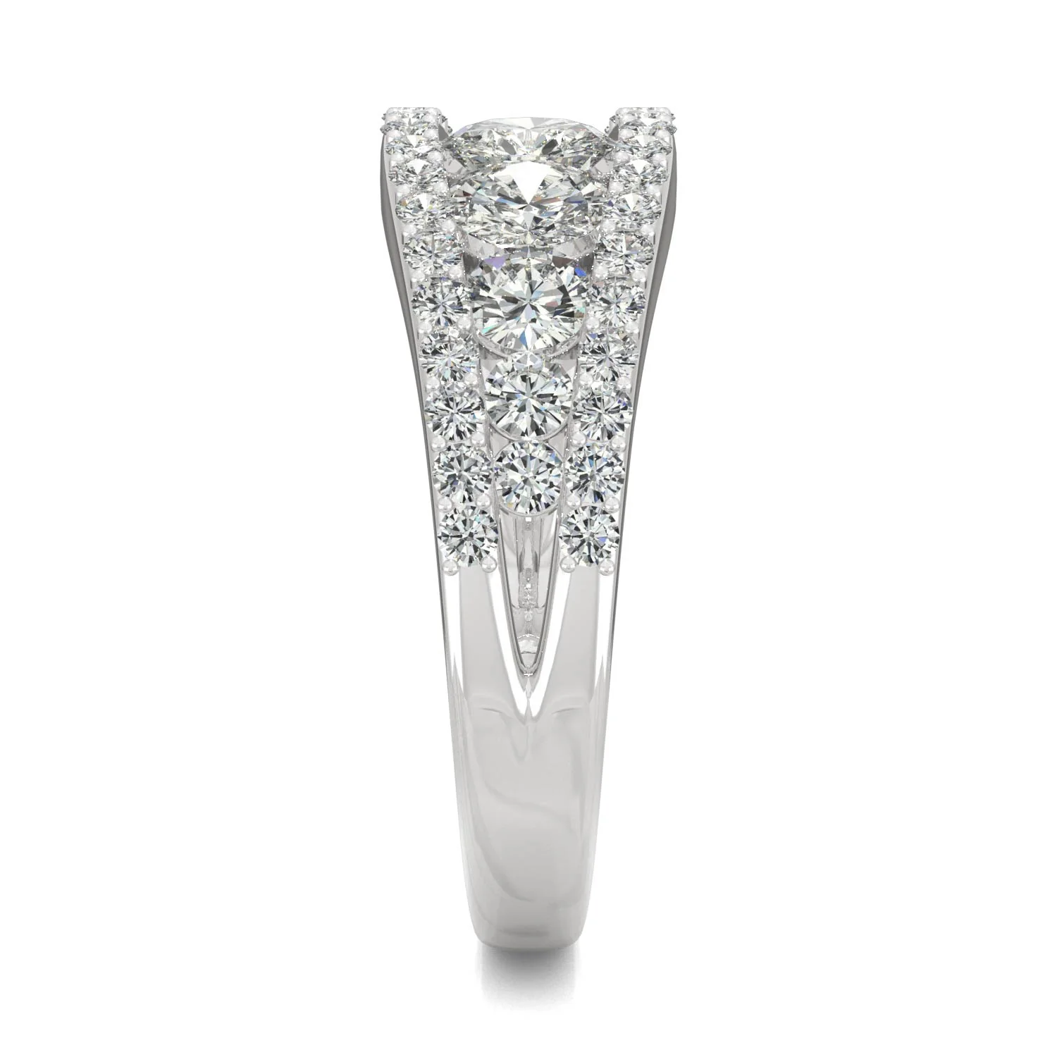 1.53 CTW DEW Round Moissanite Graduated Band in 14K White Gold - Image 5