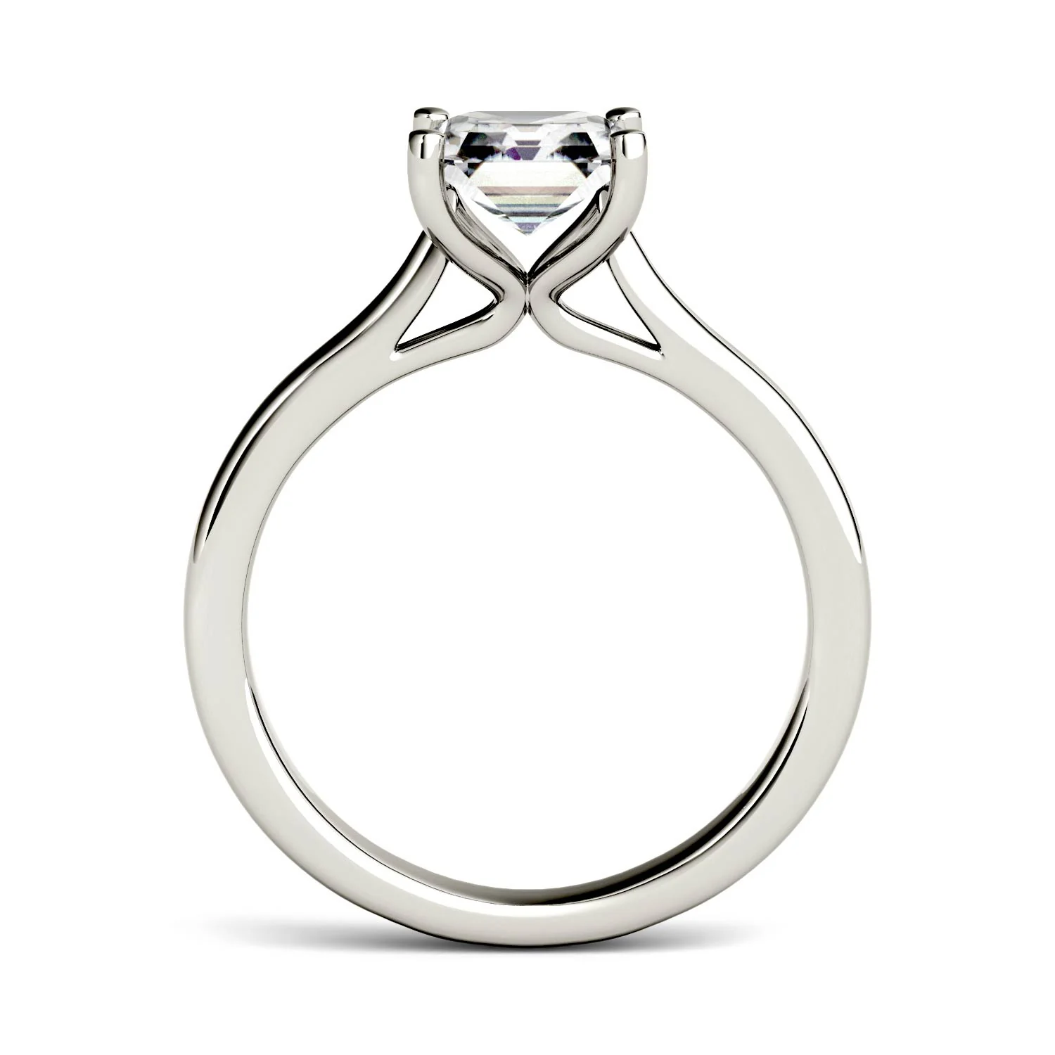 1.30 CTW DEW Asscher Moissanite Engagement Ring in 14K White Gold - Image 3