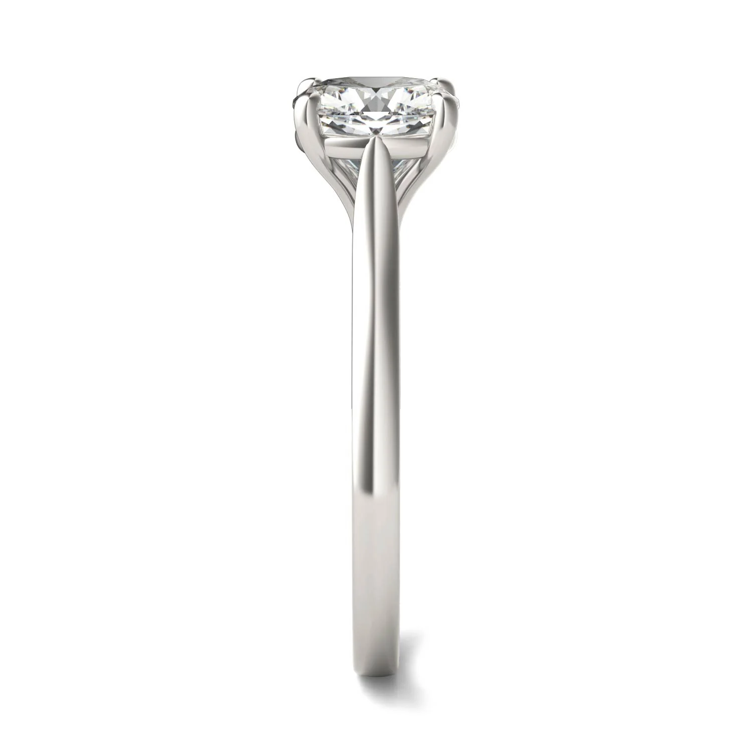 2.00 CTW DEW Cushion Moissanite Cathedral Solitaire Engagement Ring in 14K White Gold - Image 5