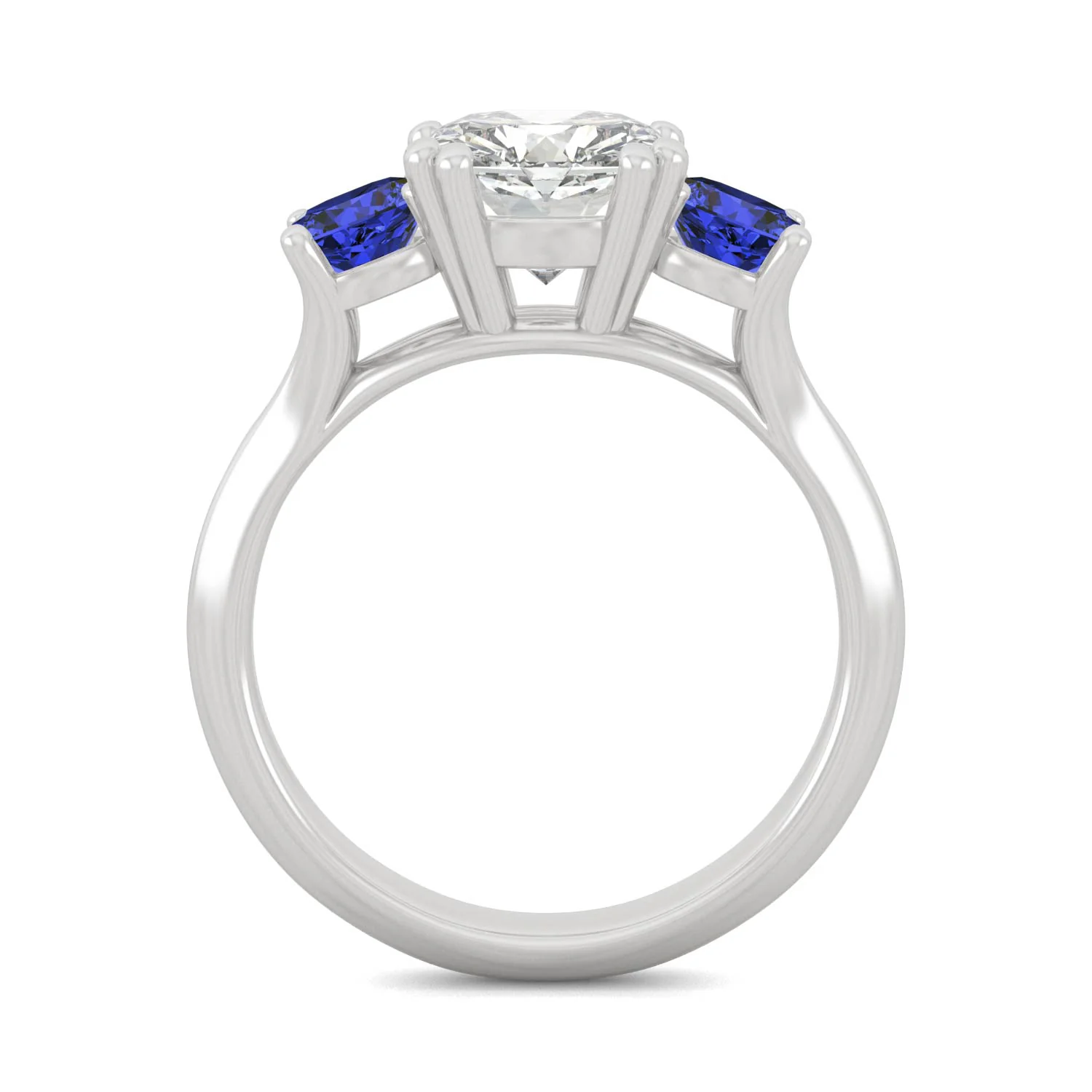 3.40 CTW DEW Cushion Moissanite and Created Sapphire Ring in 14K White Gold - Image 3