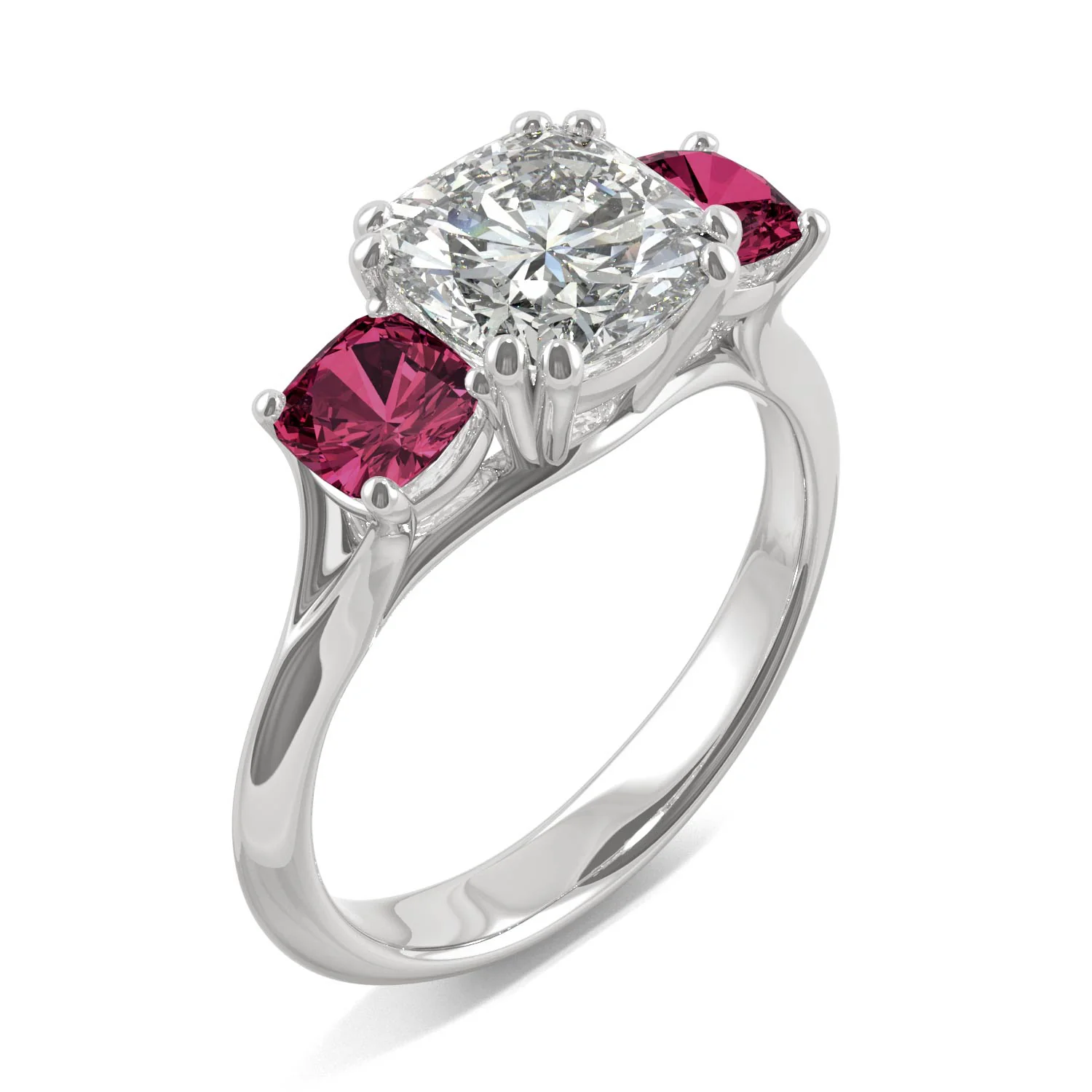 3.40 CTW DEW Cushion Moissanite Engagement Ring in 14K White Gold - Image 2