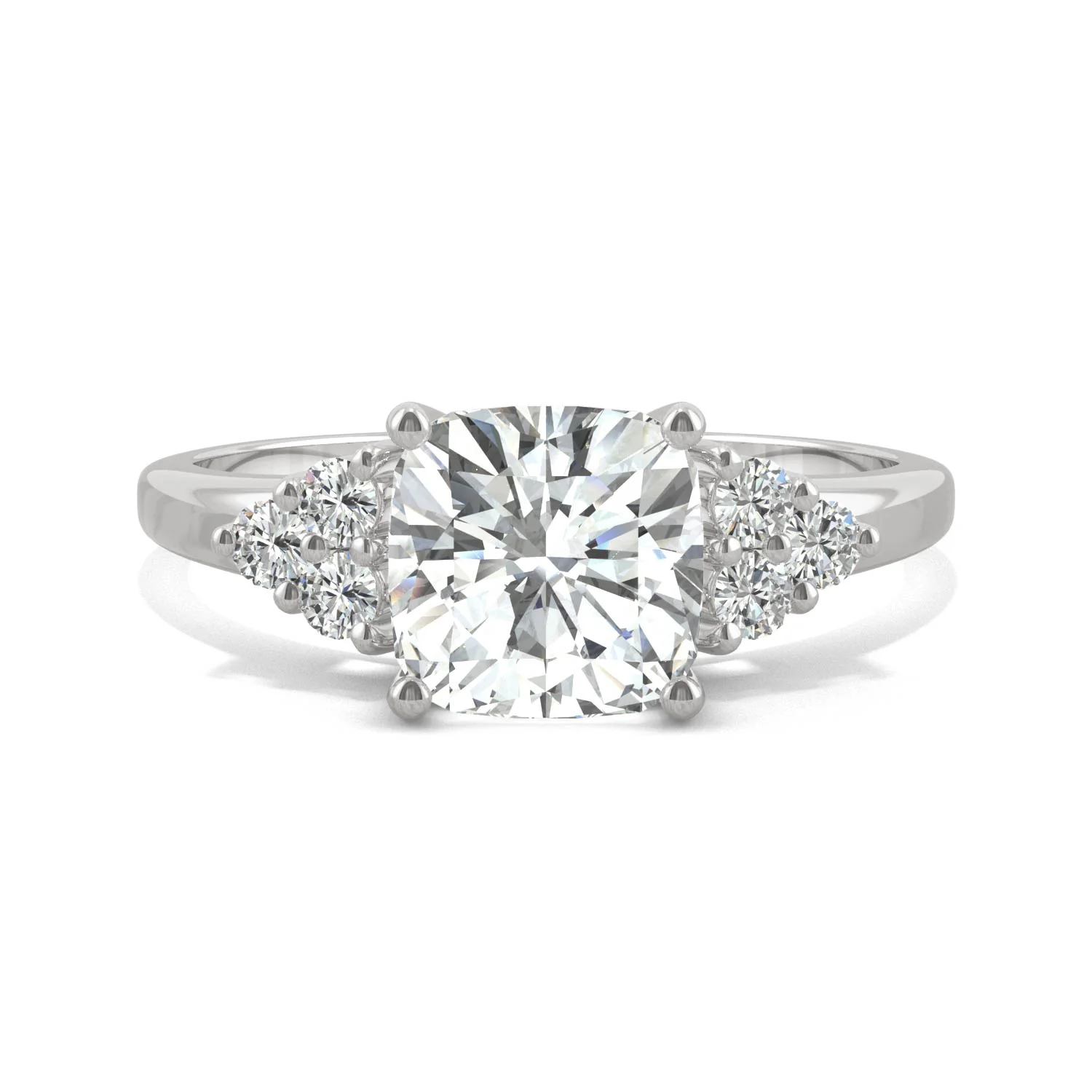 1.88 CTW DEW Cushion Moissanite Engagement Ring in 14K White Gold - Image 4