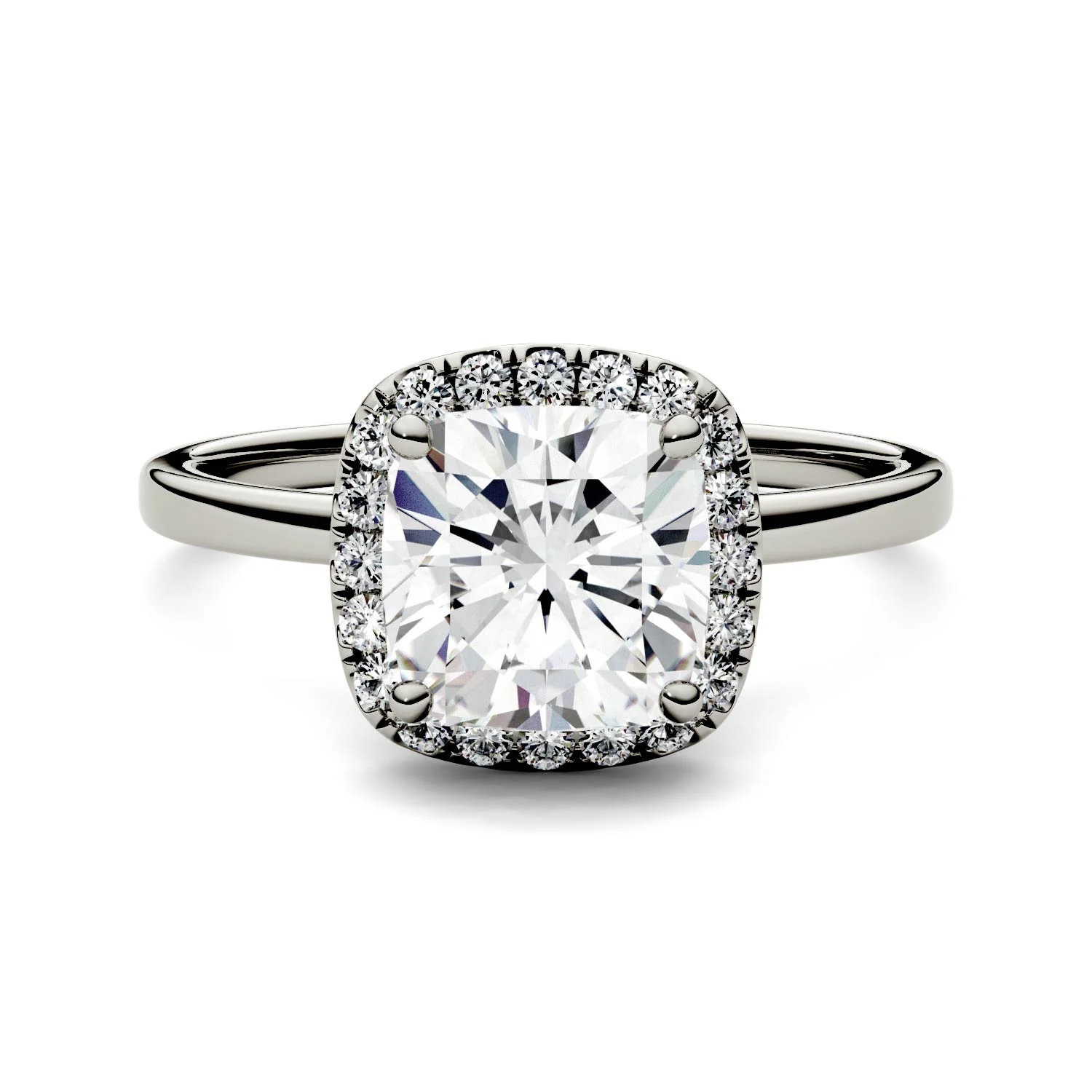 1.43 CTW DEW Cushion Moissanite Engagement Ring in 14K White Gold - Image 4