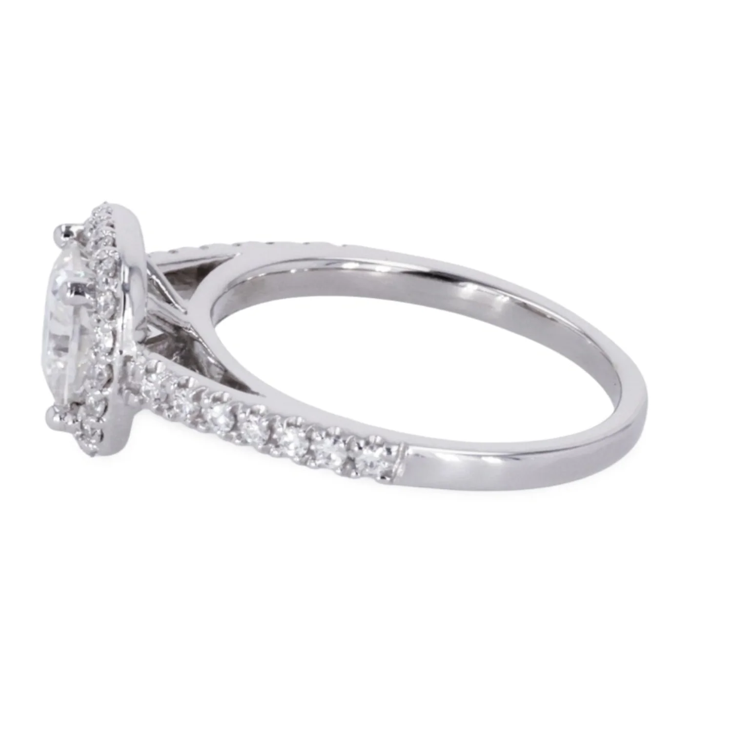 1.37 CTW DEW Cushion Moissanite Accented Halo Engagement Ring in 14K White Gold - Image 4