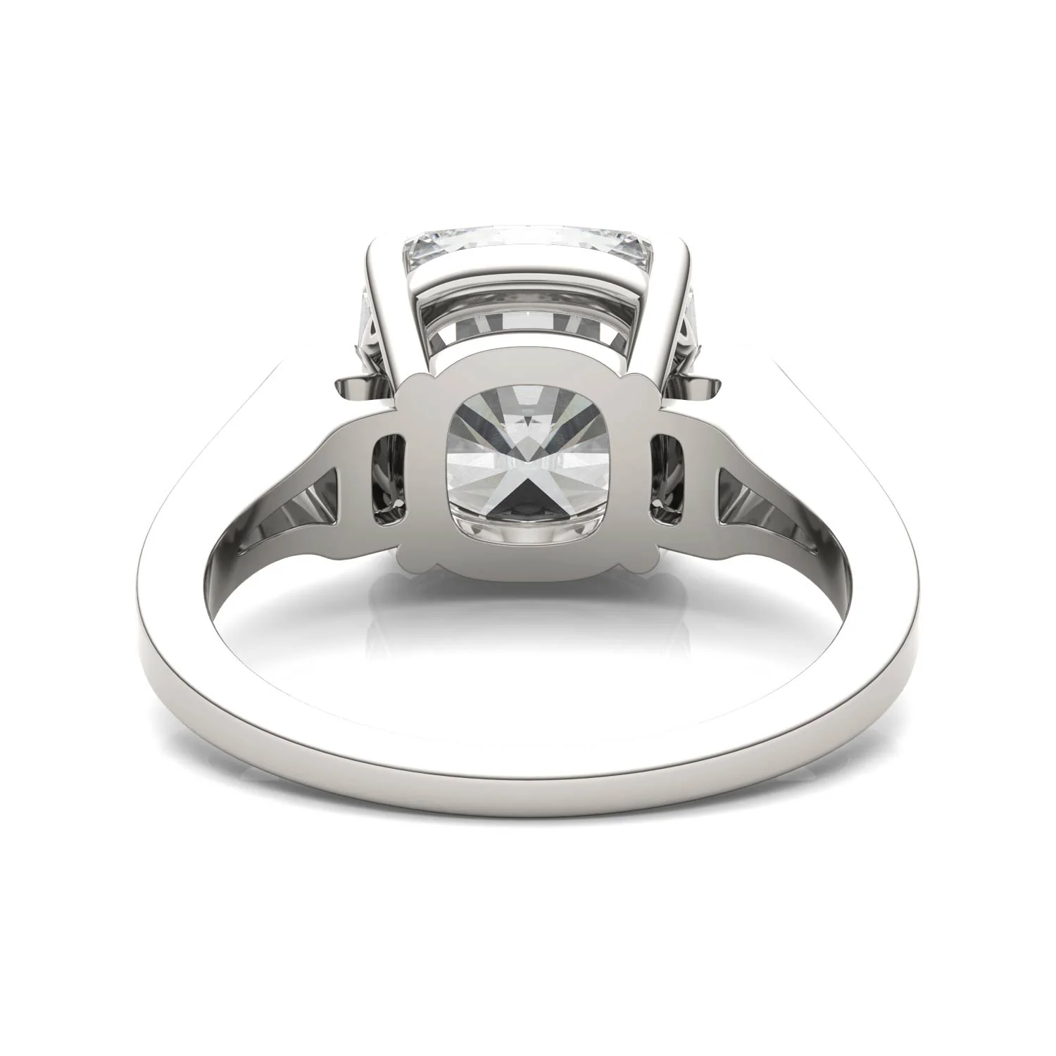 5.04 CTW DEW Cushion Moissanite Side-Stone Engagement Ring in 14K White Gold - Image 6