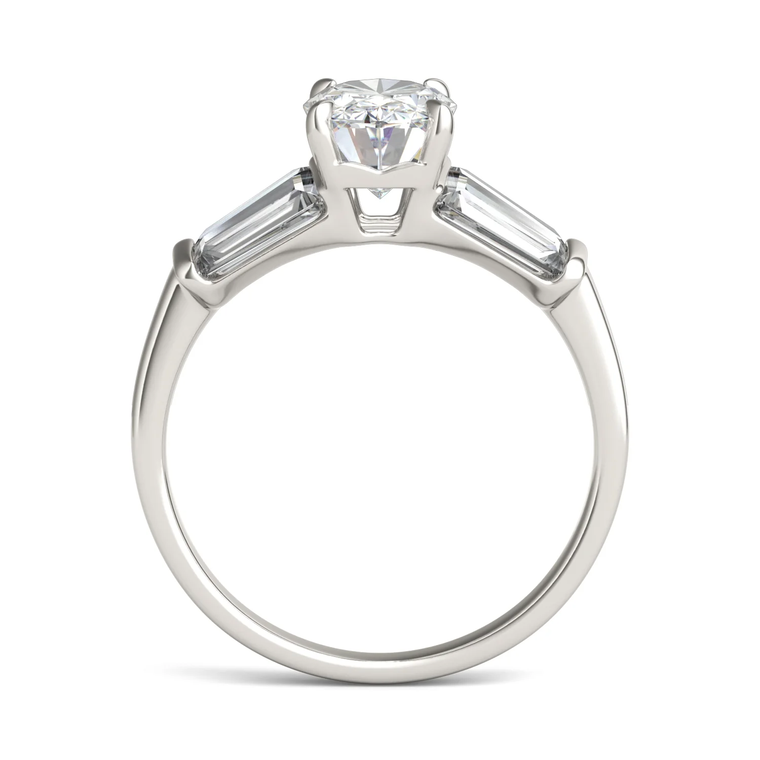 3.46 CTW DEW Elongated Oval Moissanite Five-Stone Ring in 14K White Gold - Image 3