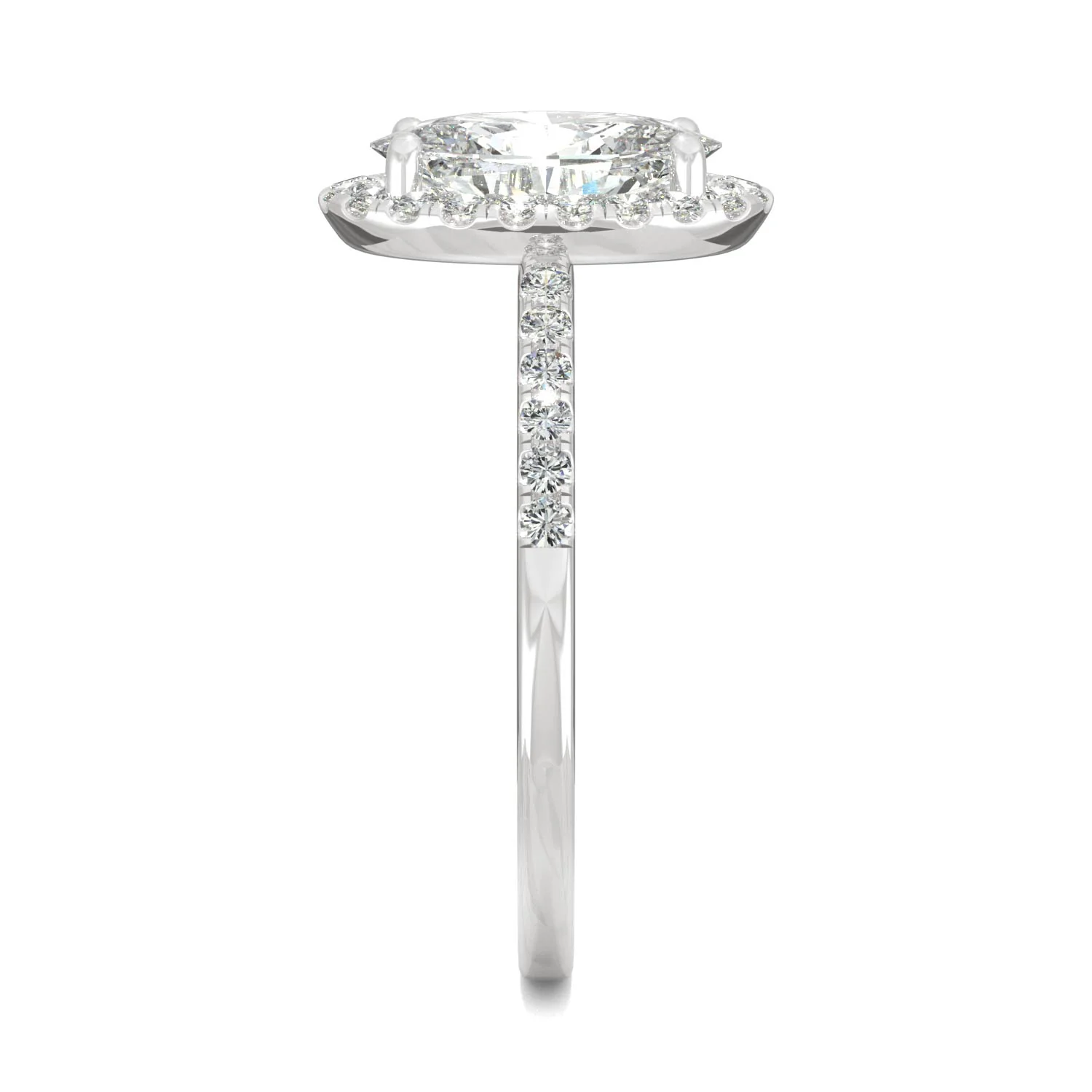 2.62 CTW DEW Elongated Oval Moissanite Halo Ring in 14K White Gold - Image 5