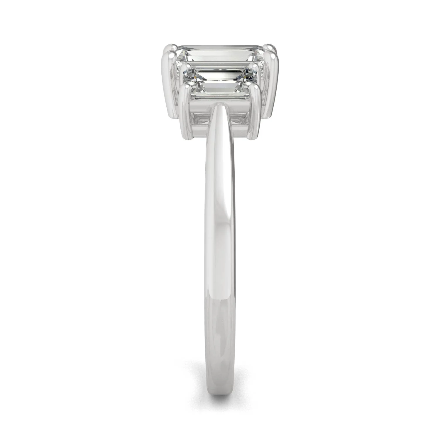 1.55 CTW DEW Emerald Moissanite Three-Stone Ring in 14K White Gold - Image 5