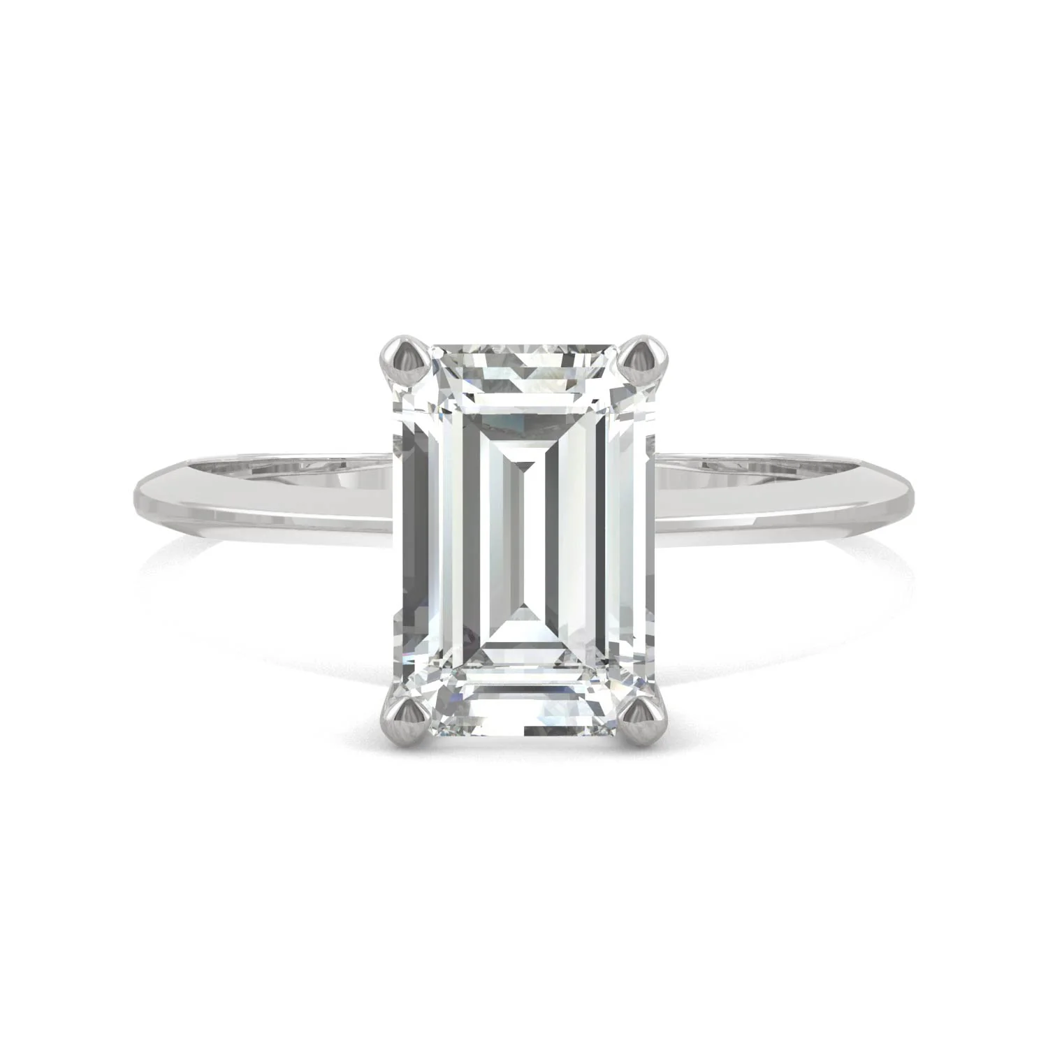 2.52 CTW DEW Emerald Moissanite Solitaire Engagement Ring in 14K White Gold - Image 4