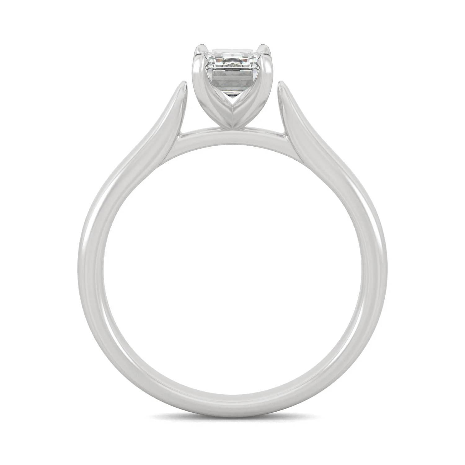 1.00 CTW DEW Emerald Moissanite Solitaire Ring in 14K White Gold - Image 3