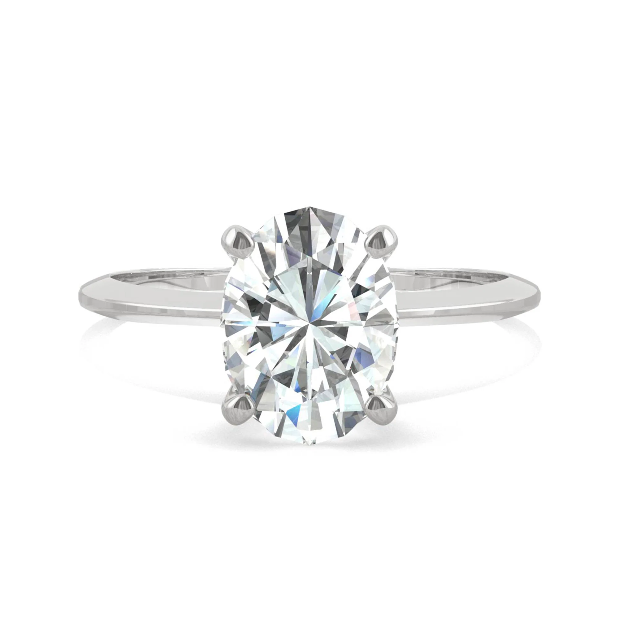 2.10 CTW DEW Oval Moissanite Solitaire Engagement Ring in 14K White Gold - Image 4