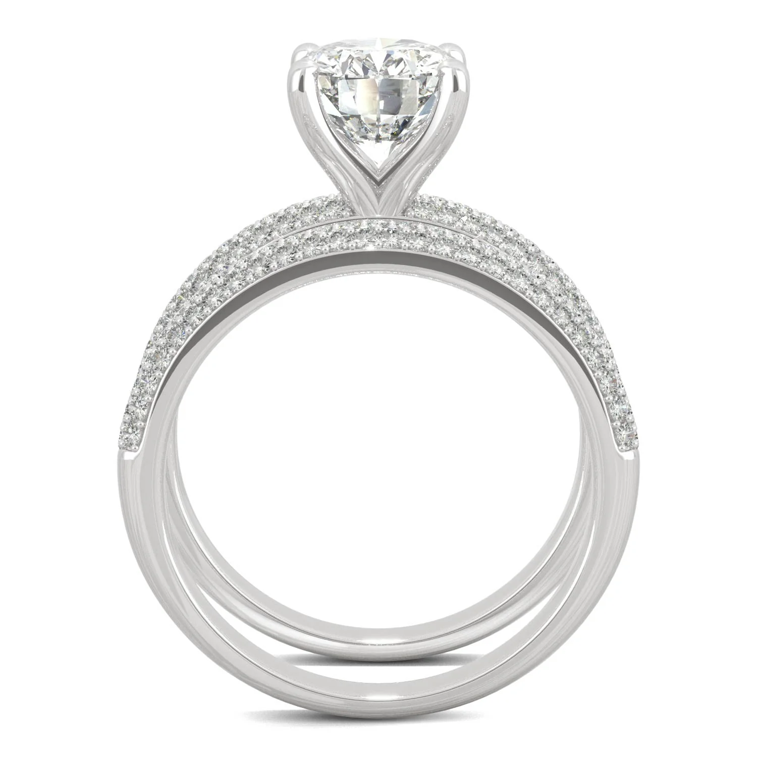 2.54 CTW DEW Oval Moissanite Side-Stone Bridal Set in 14K White Gold - Image 3
