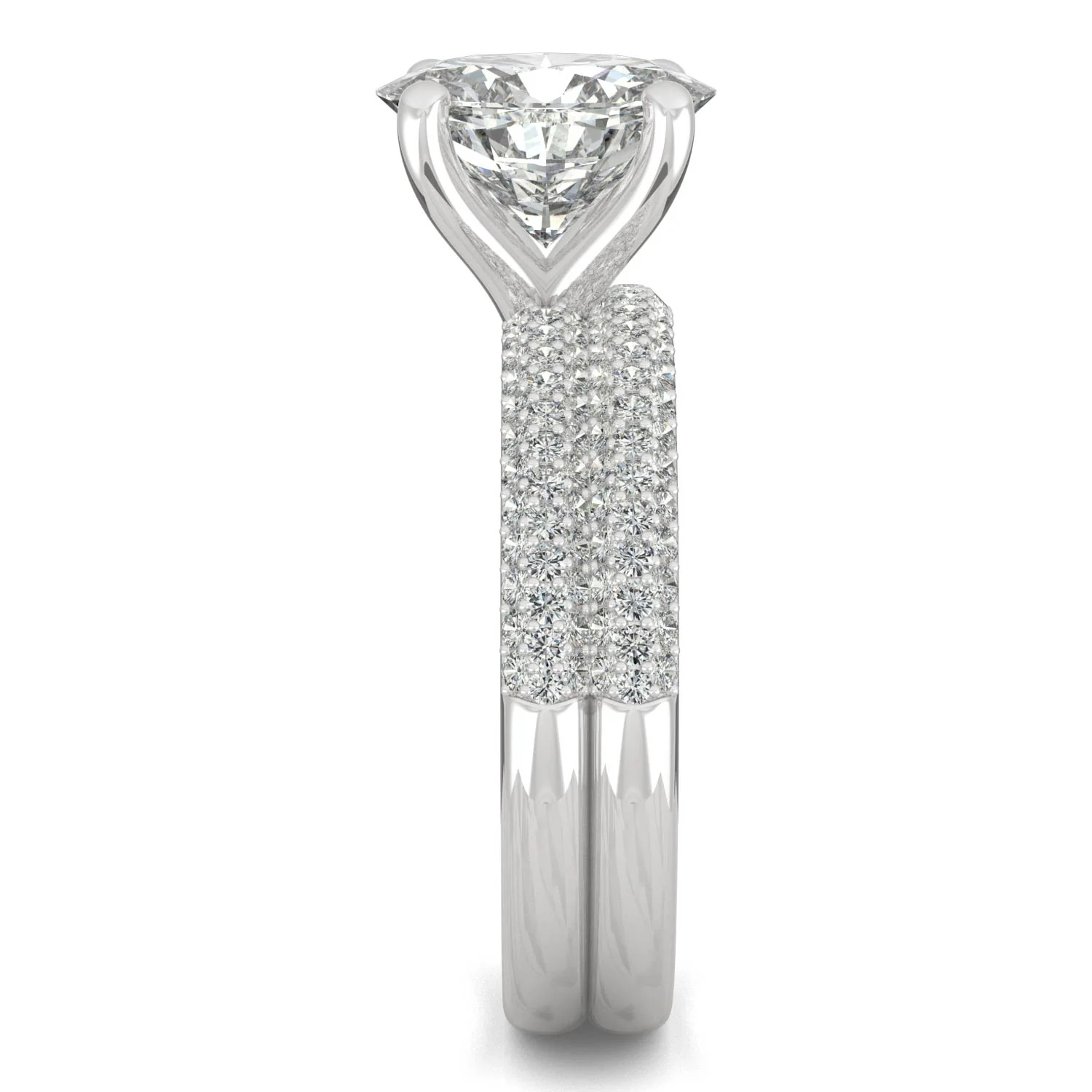 2.54 CTW DEW Oval Moissanite Side-Stone Bridal Set in 14K White Gold - Image 5