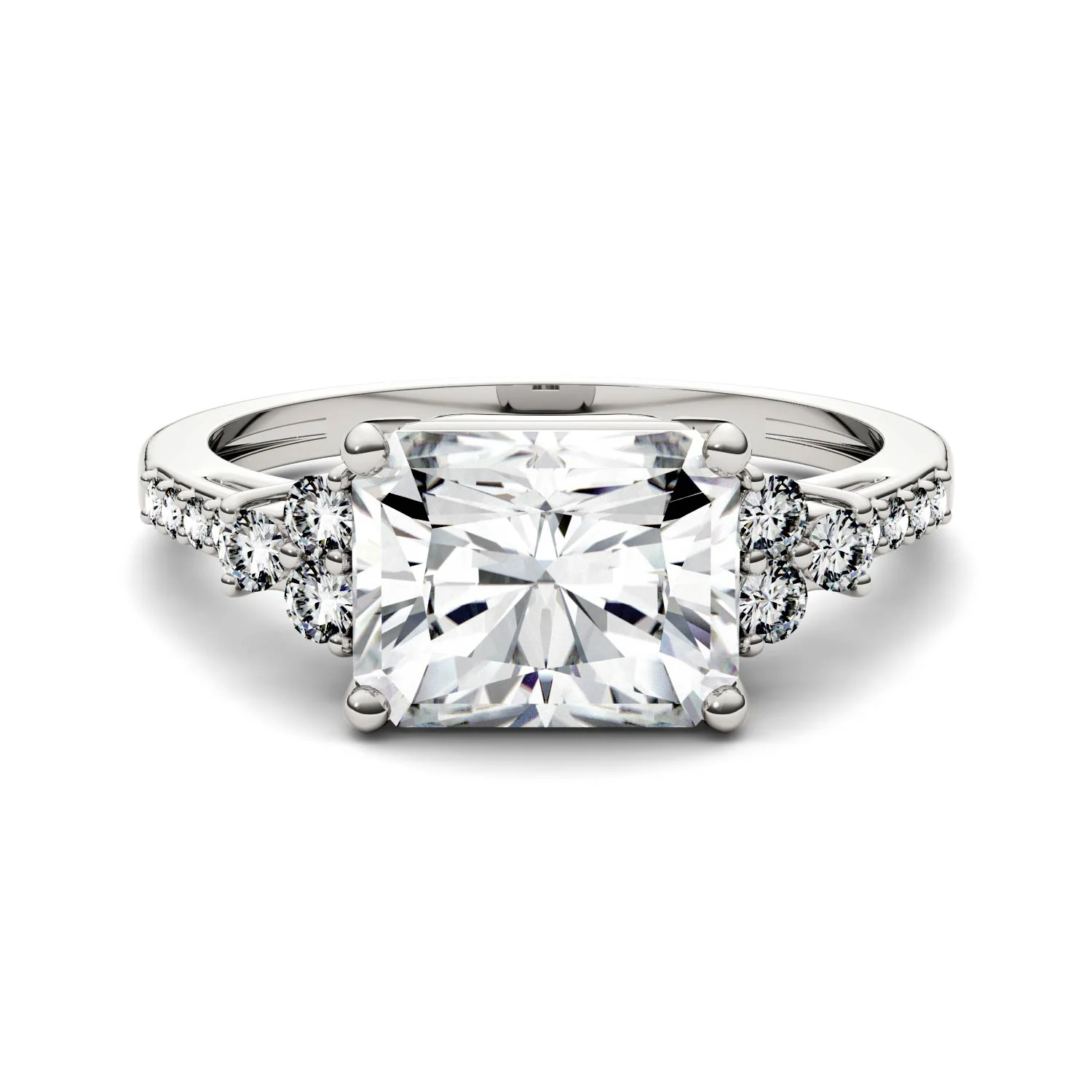 2.90 CTW DEW Radiant Moissanite Engagement Ring in 14K White Gold - Image 4