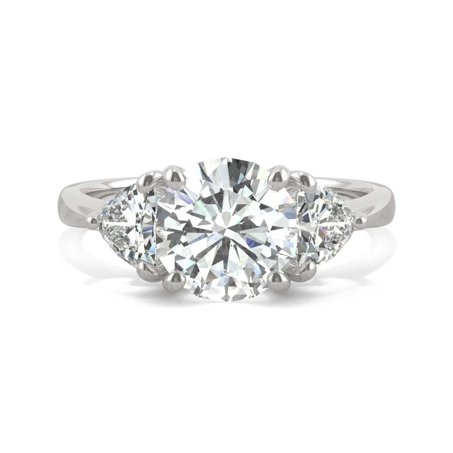 2.70 CTW DEW Round Moissanite Three-Stone Ring in 14K White Gold - Image 4