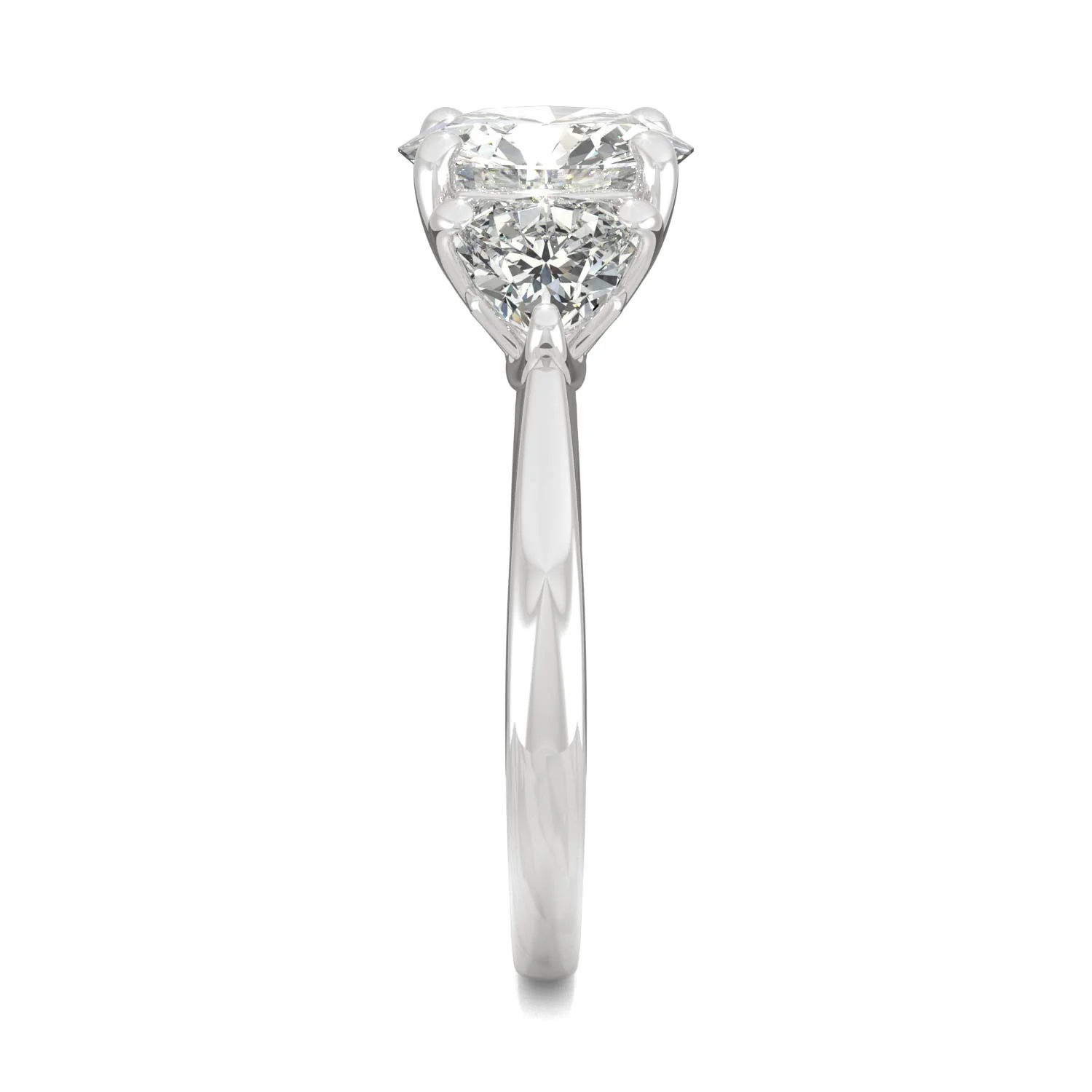 2.70 CTW DEW Round Moissanite Three-Stone Ring in 14K White Gold - Image 5