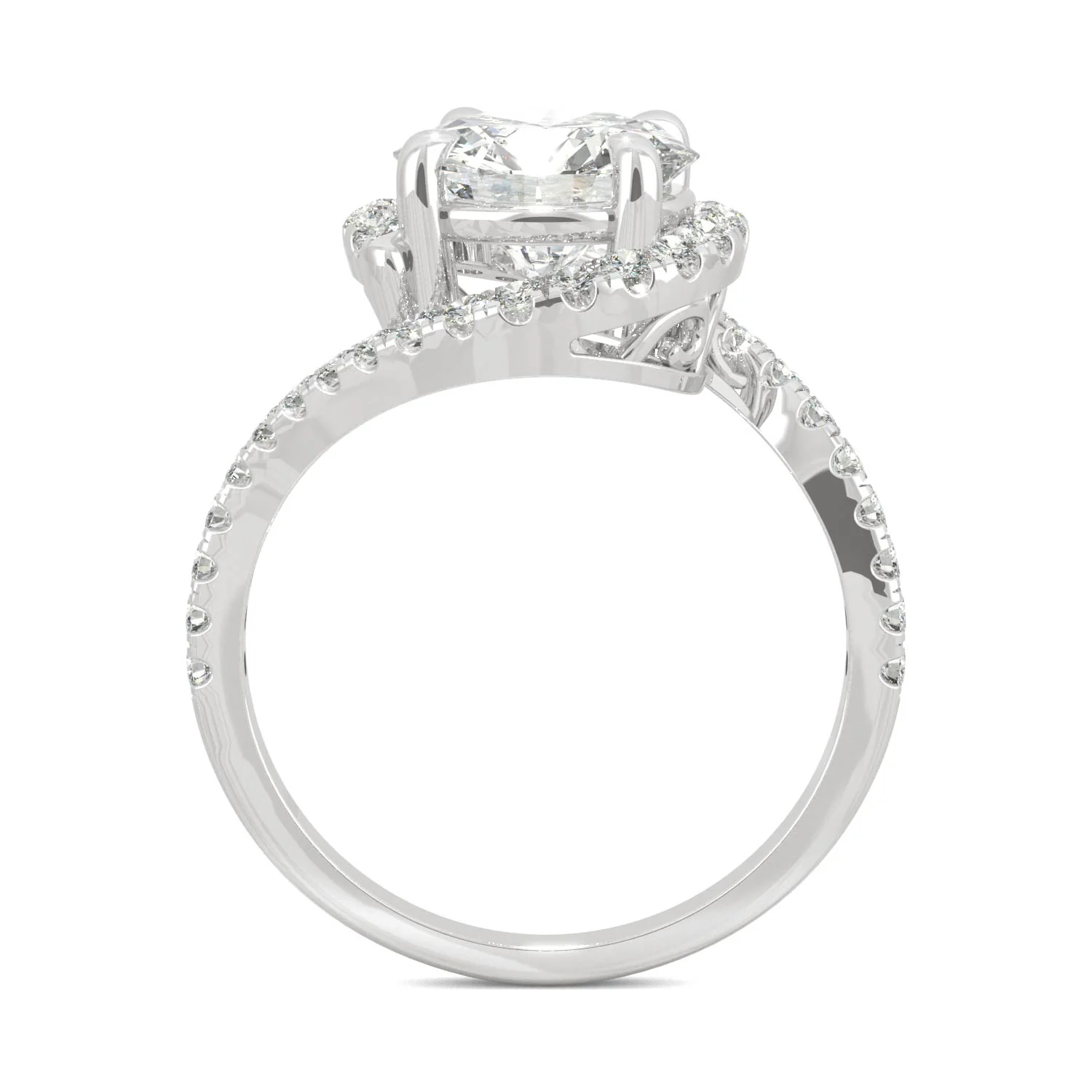 2.24 CTW DEW Round Moissanite Bypass Ring in 14K White Gold - Image 3