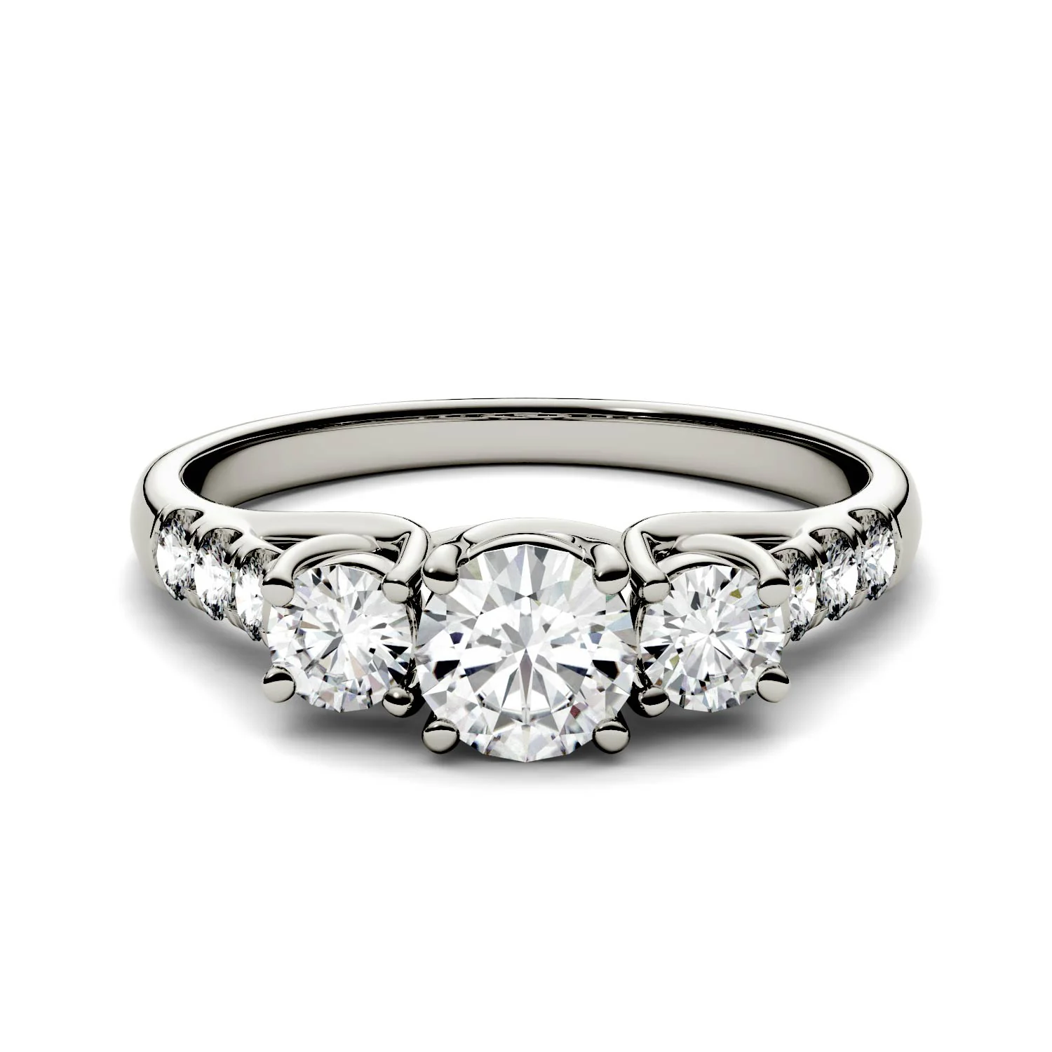 1.17 CTW DEW Round Moissanite Engagement Ring in 14K White Gold - Image 4