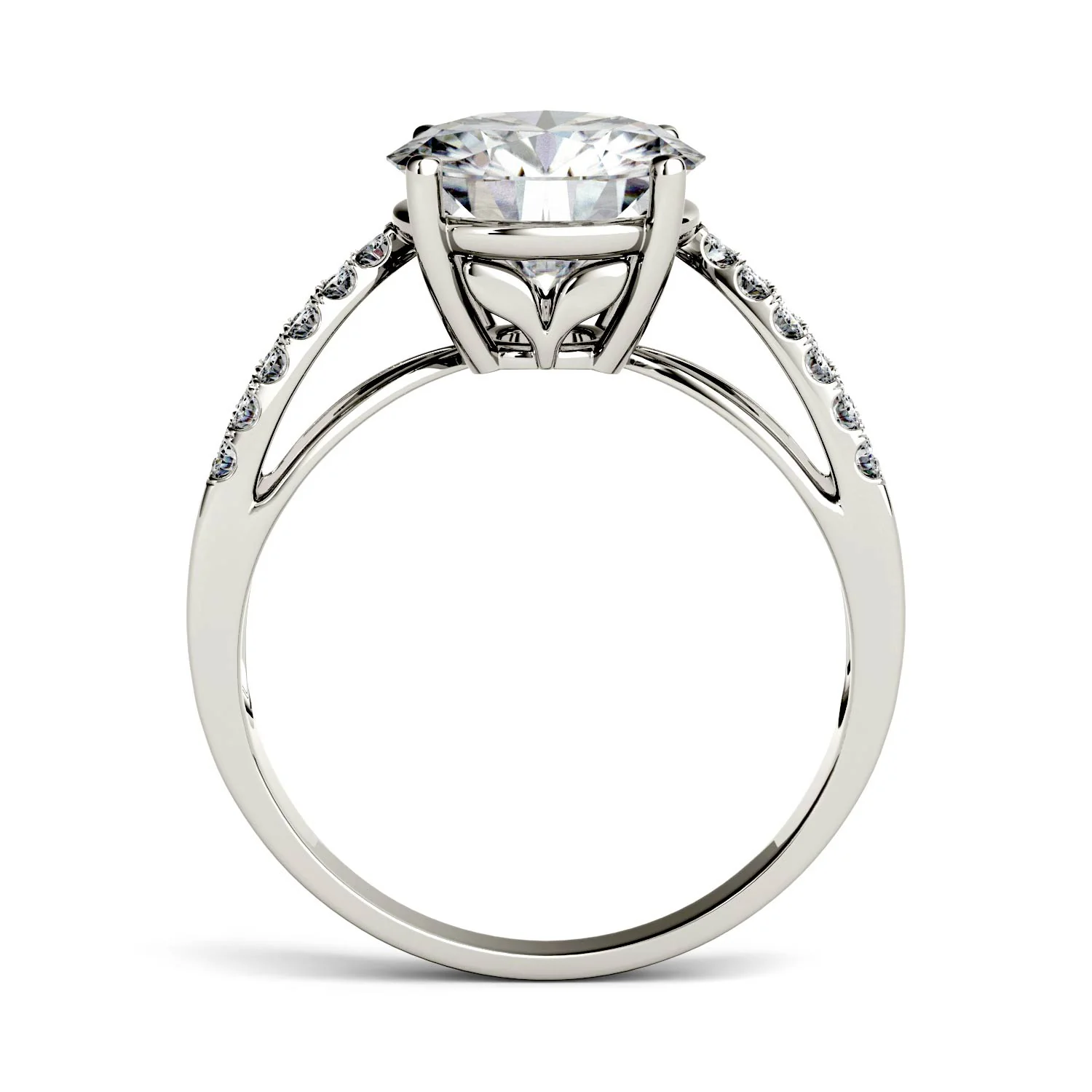 2.92 CTW DEW Round Moissanite Engagement Ring in 14K White Gold - Image 2