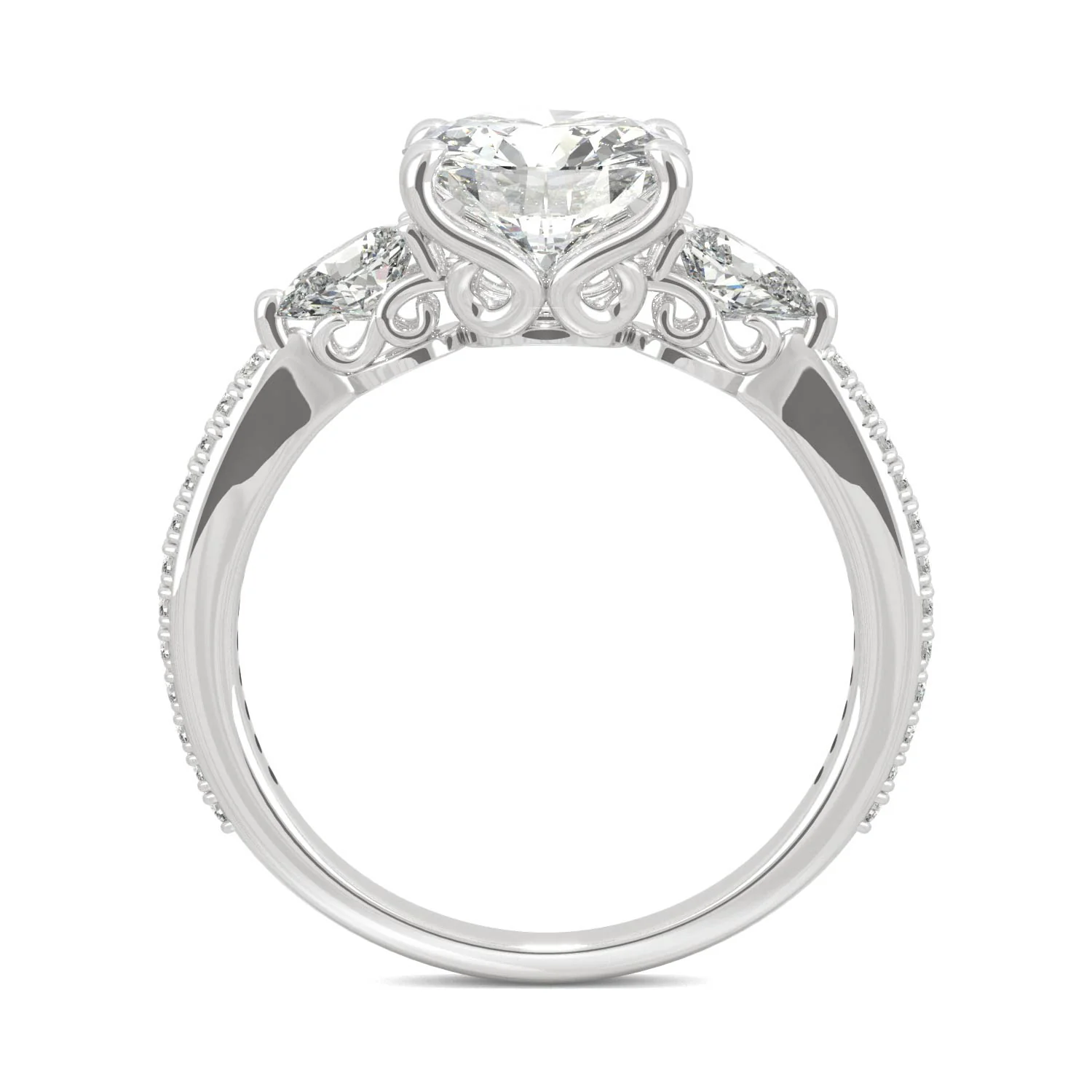 2.50 CTW DEW Round Moissanite Engagement Ring in 14K White Gold - Image 3