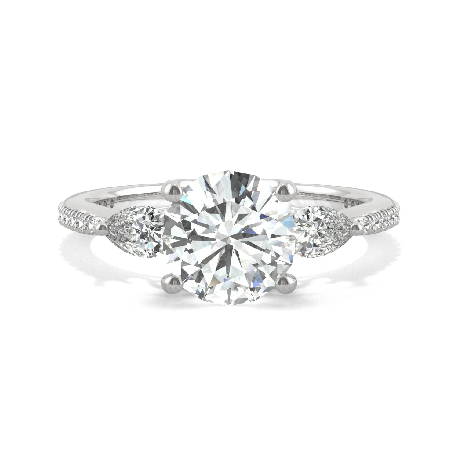 2.50 CTW DEW Round Moissanite Engagement Ring in 14K White Gold - Image 4