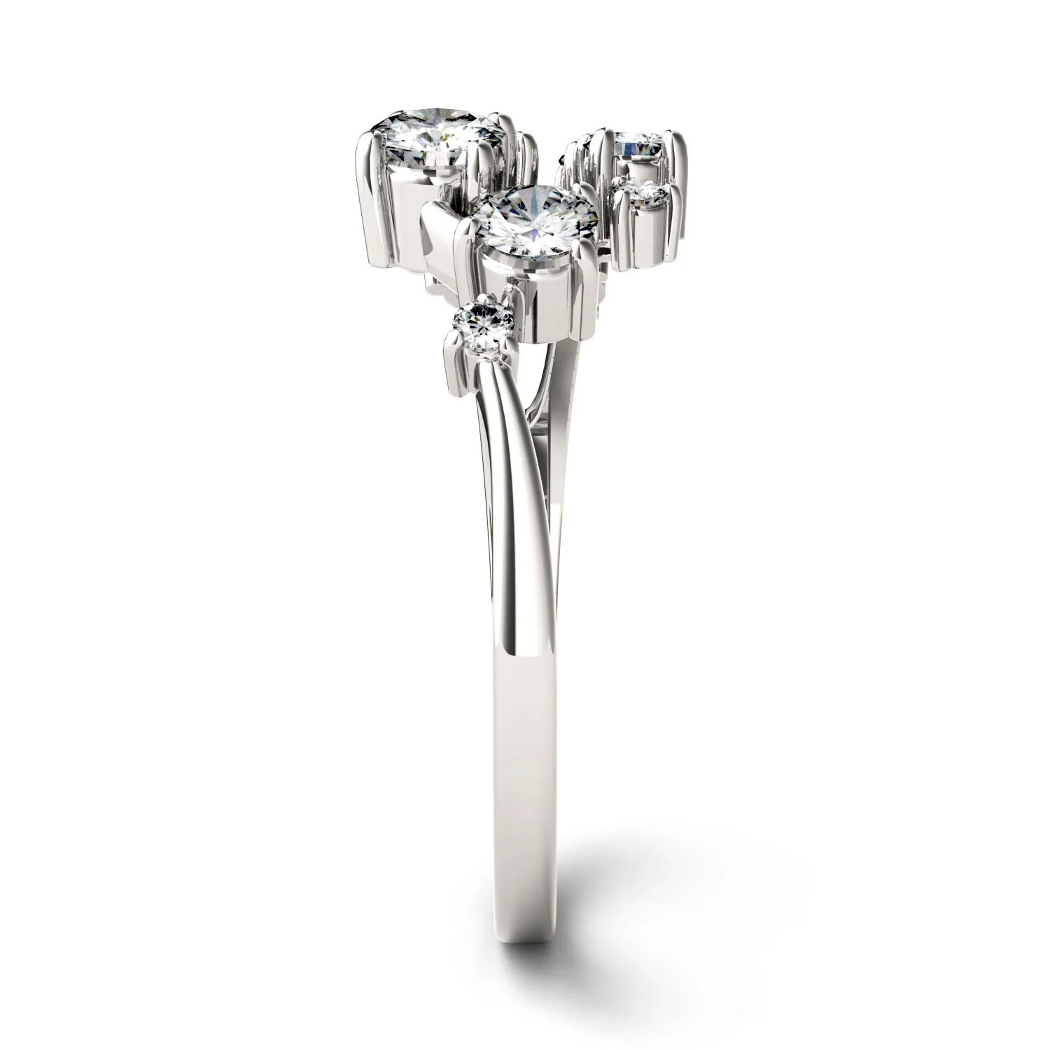 0.50 CTW DEW Round Moissanite Galaxy Ring in 14K White Gold - Image 5