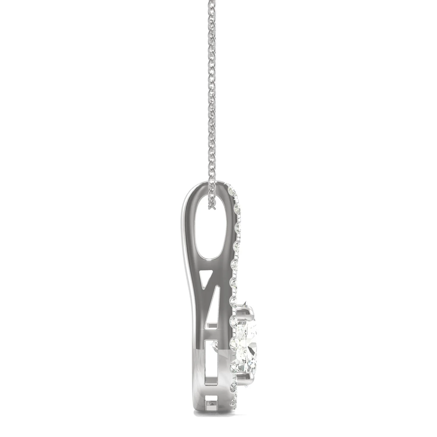 1.61 CTW DEW Round Moissanite Accented Drop Pendant in 14K White Gold - Image 2