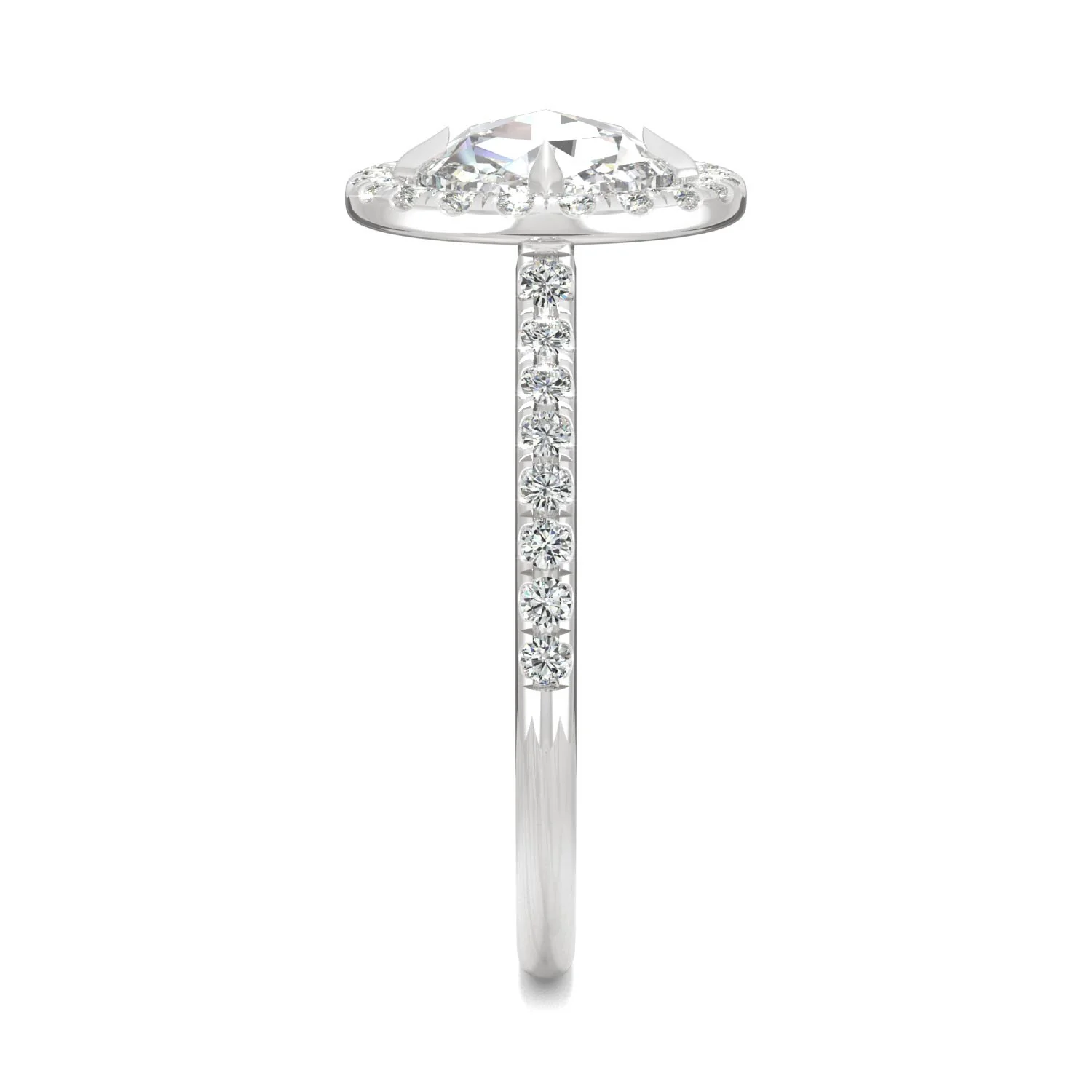 1.56 CTW DEW Round Rose-Cut Moissanite Halo Ring in 14K White Gold - Image 5