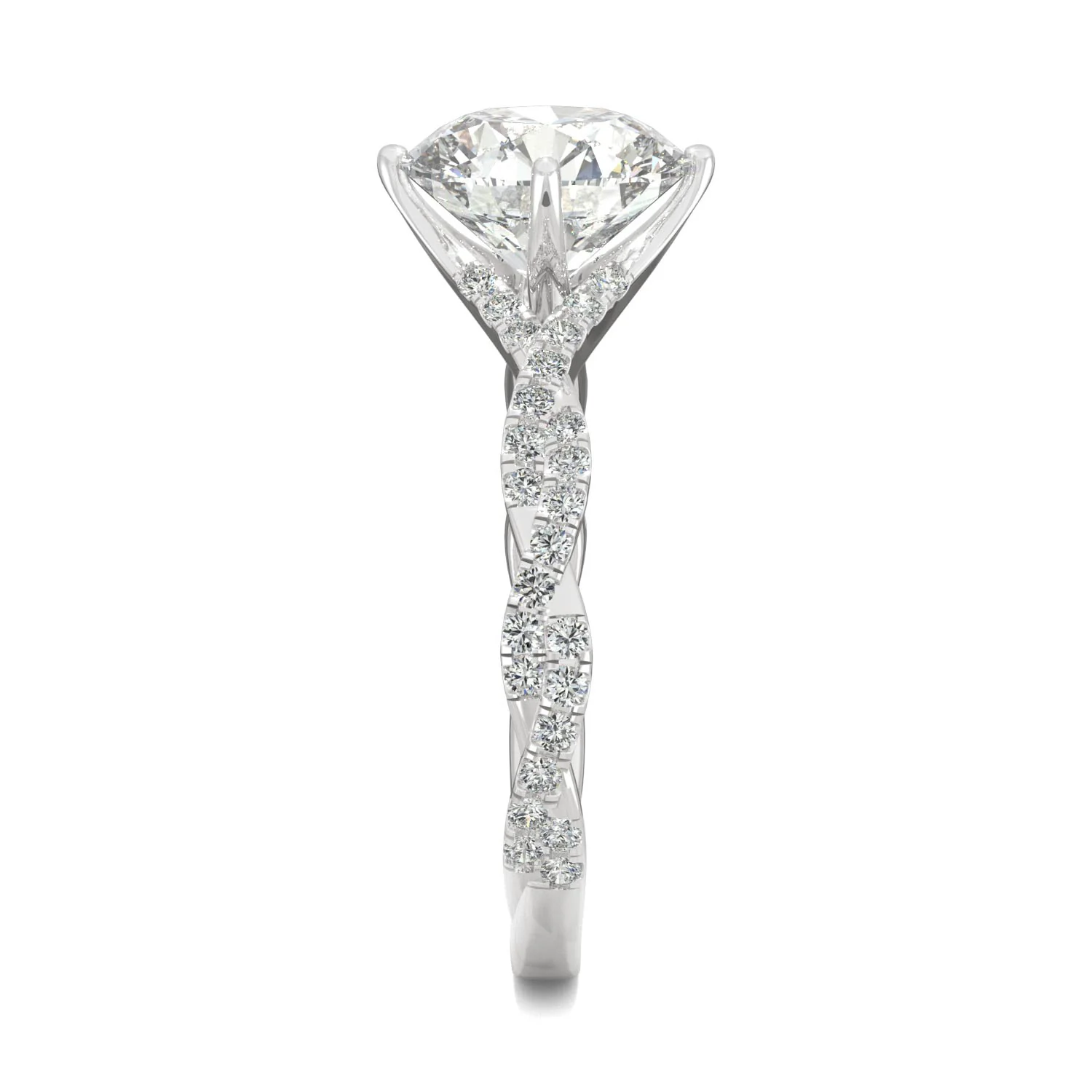 2.30 CTW DEW Round Moissanite Pave Ring in 14K White Gold - Image 5