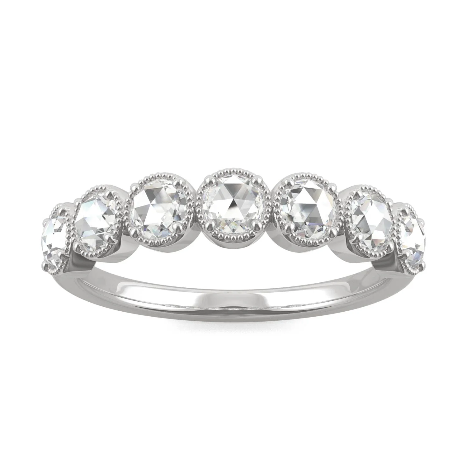 0.42 CTW DEW Rose-Cut Moissanite Seven-Stone Ring in 14K White Gold