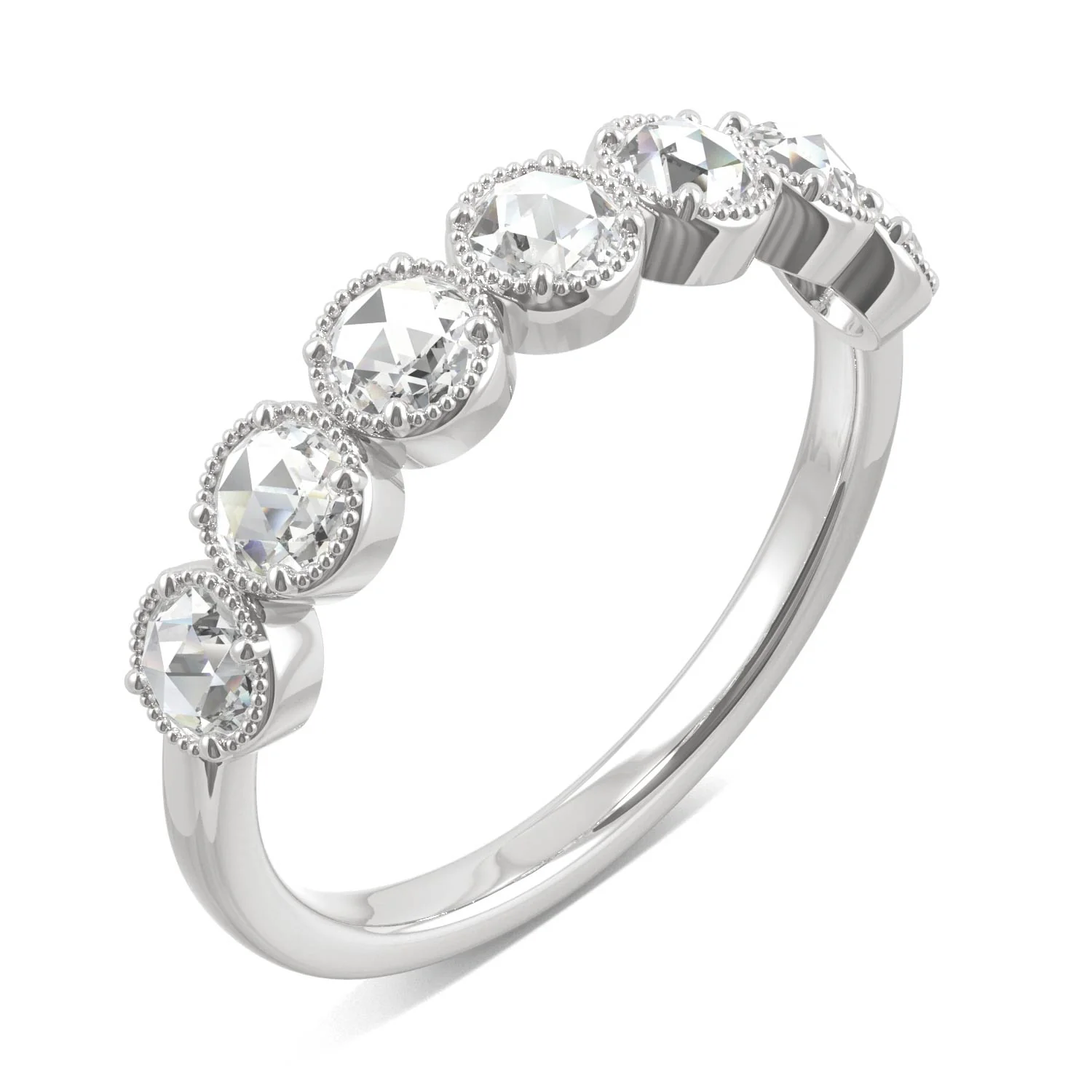 0.42 CTW DEW Rose-Cut Moissanite Seven-Stone Ring in 14K White Gold - Image 2