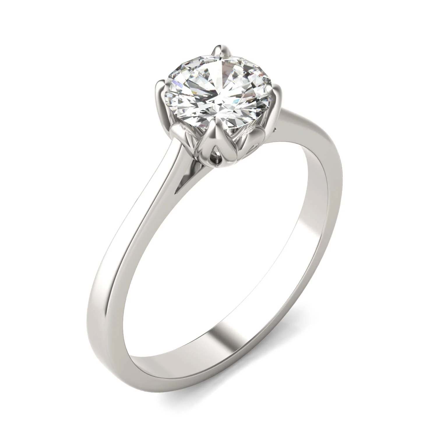 1.00 CTW DEW Round Moissanite Solitaire Engagement Ring in 14K White Gold - Image 2