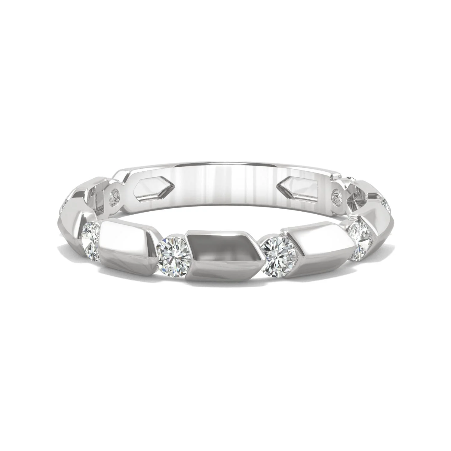 0.48 CTW DEW Round Moissanite Stackable Ring in 14K White Gold - Image 4