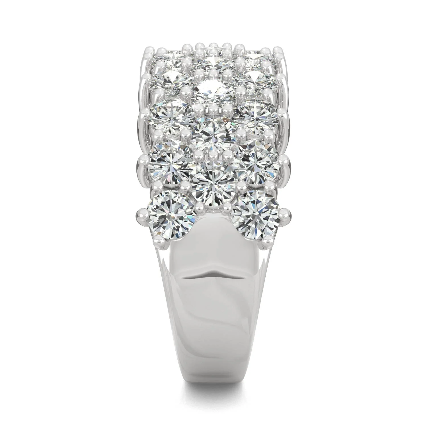 3.10 CTW DEW Round Moissanite Three-Row Ring in 14K White Gold - Image 5