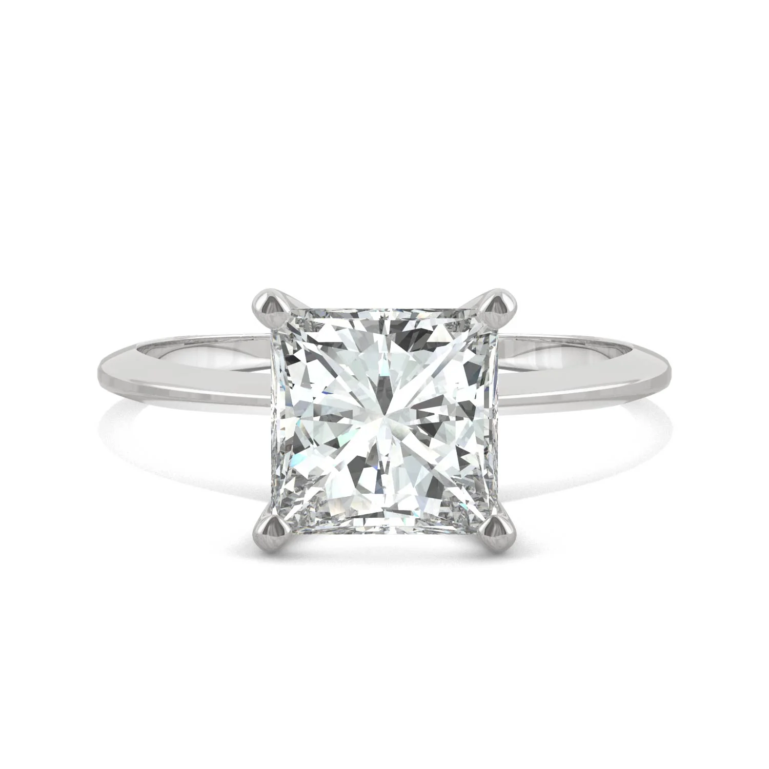 1.92 CTW DEW Princess Moissanite Solitaire Engagement Ring in 14K White Gold - Image 4