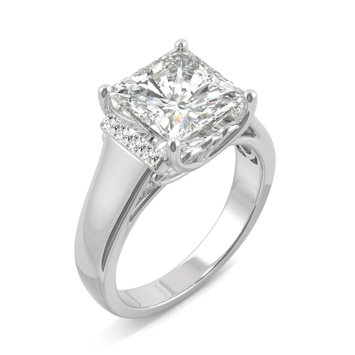 3.72 CTW DEW Square Moissanite Fashion Ring in 14K White Gold - Image 2