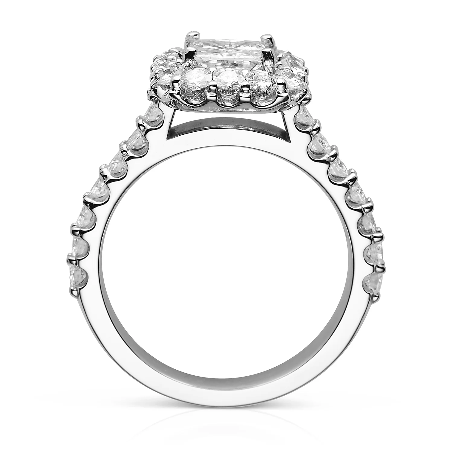 1.98 CTW DEW Square Moissanite Halo Ring in 14K White Gold - Image 2