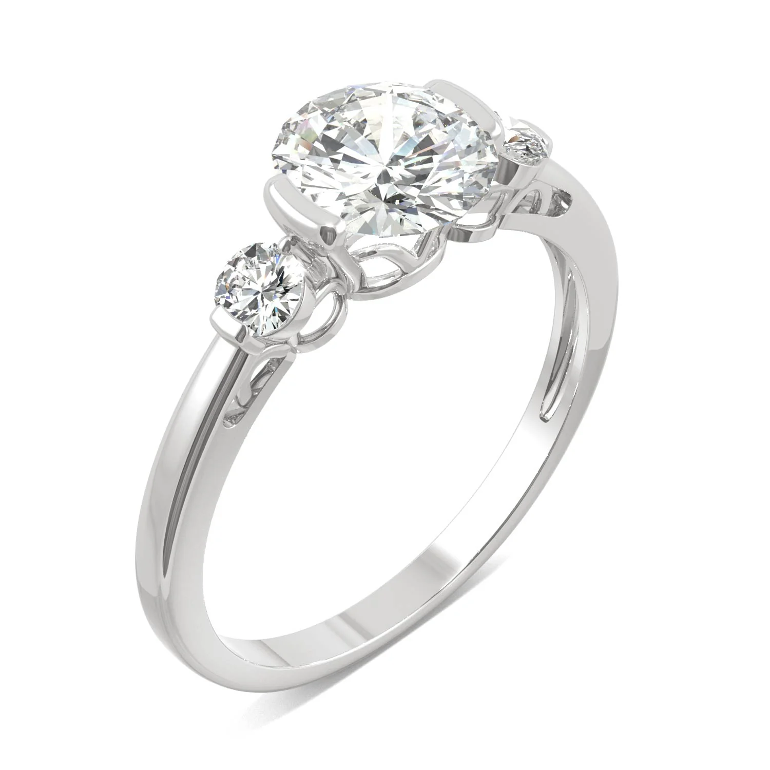 1.40 CTW DEW Round Moissanite Engagement Ring in 14K White Gold - Image 2
