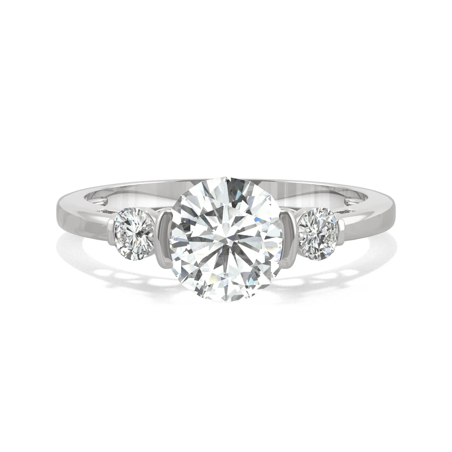 1.40 CTW DEW Round Moissanite Engagement Ring in 14K White Gold - Image 4