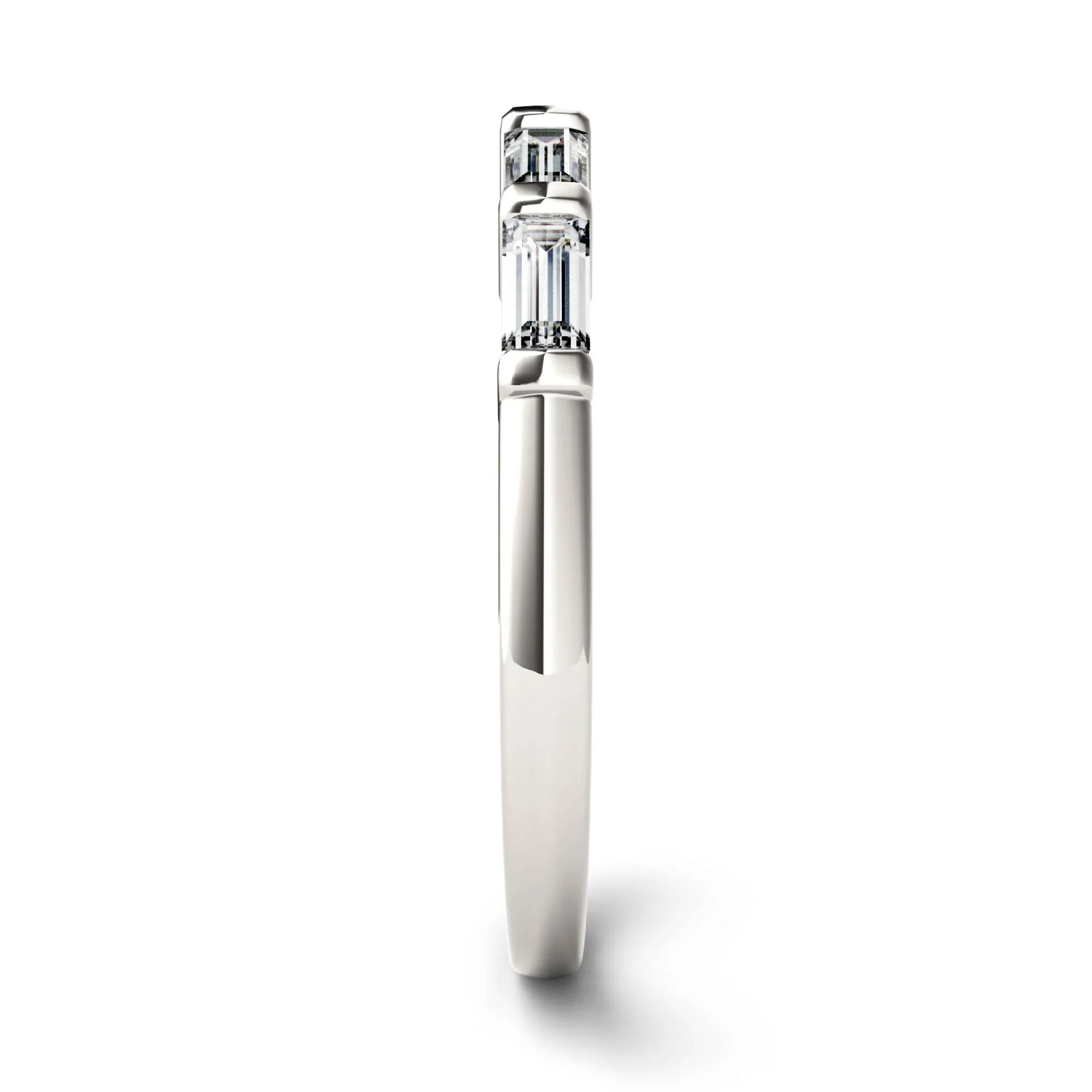 0.46 CTW DEW Straight Baguette Moissanite Stackable Ring in 14K White Gold - Image 5