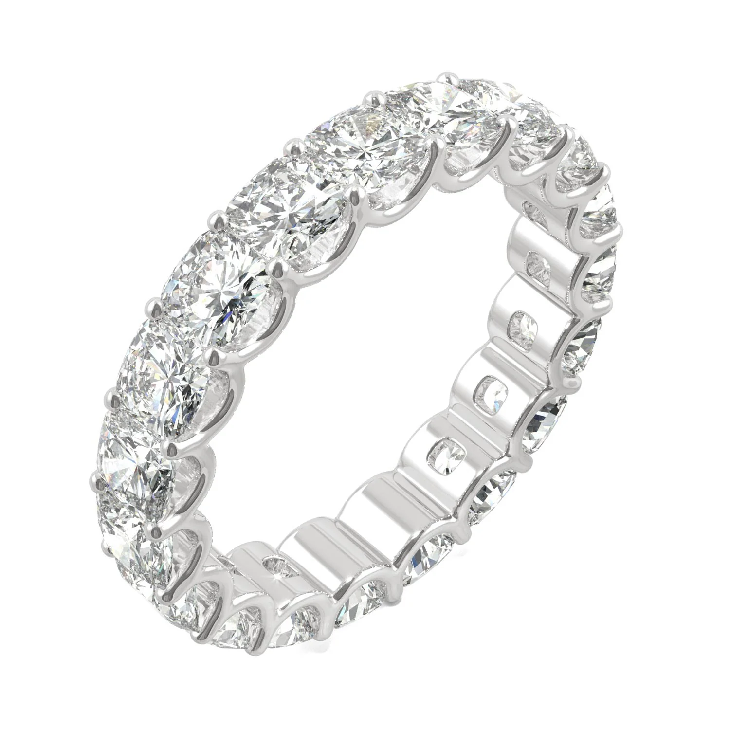 4.18 CTW DEW Cushion Moissanite Eternity Ring in 14K White Gold - Image 2
