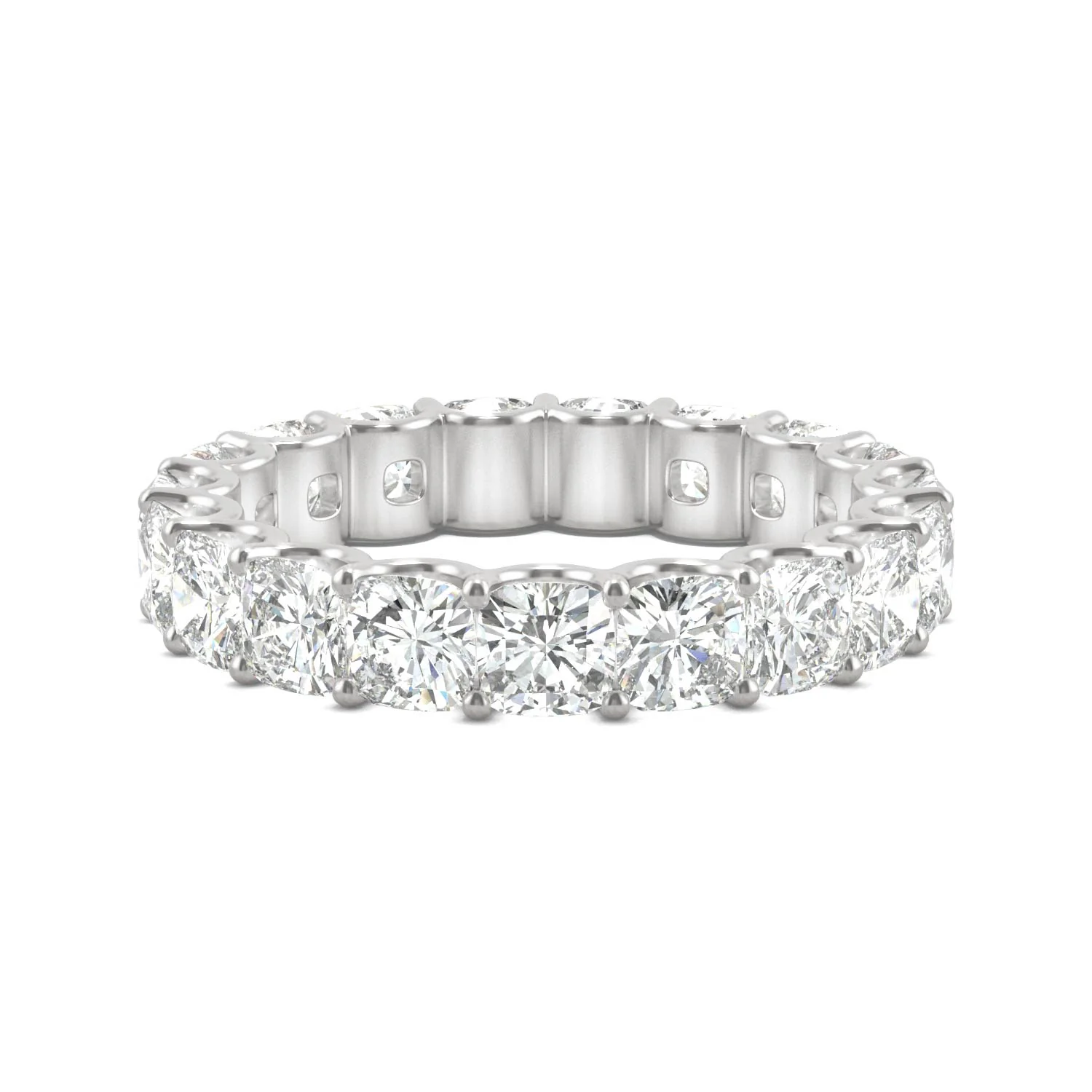 4.18 CTW DEW Cushion Moissanite Eternity Ring in 14K White Gold - Image 4
