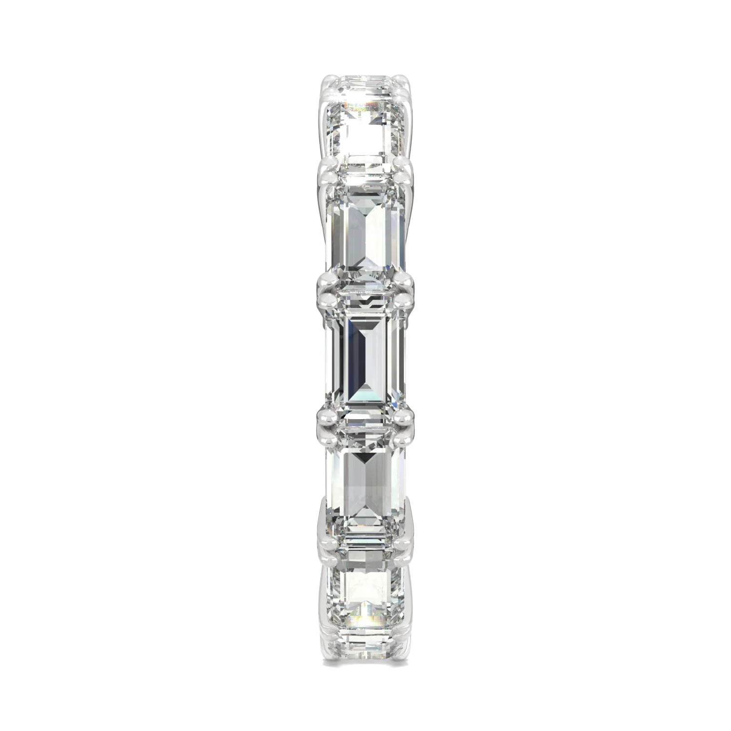 3.78 CTW DEW Emerald Moissanite East-West Eternity Band in 14K White Gold - Image 5