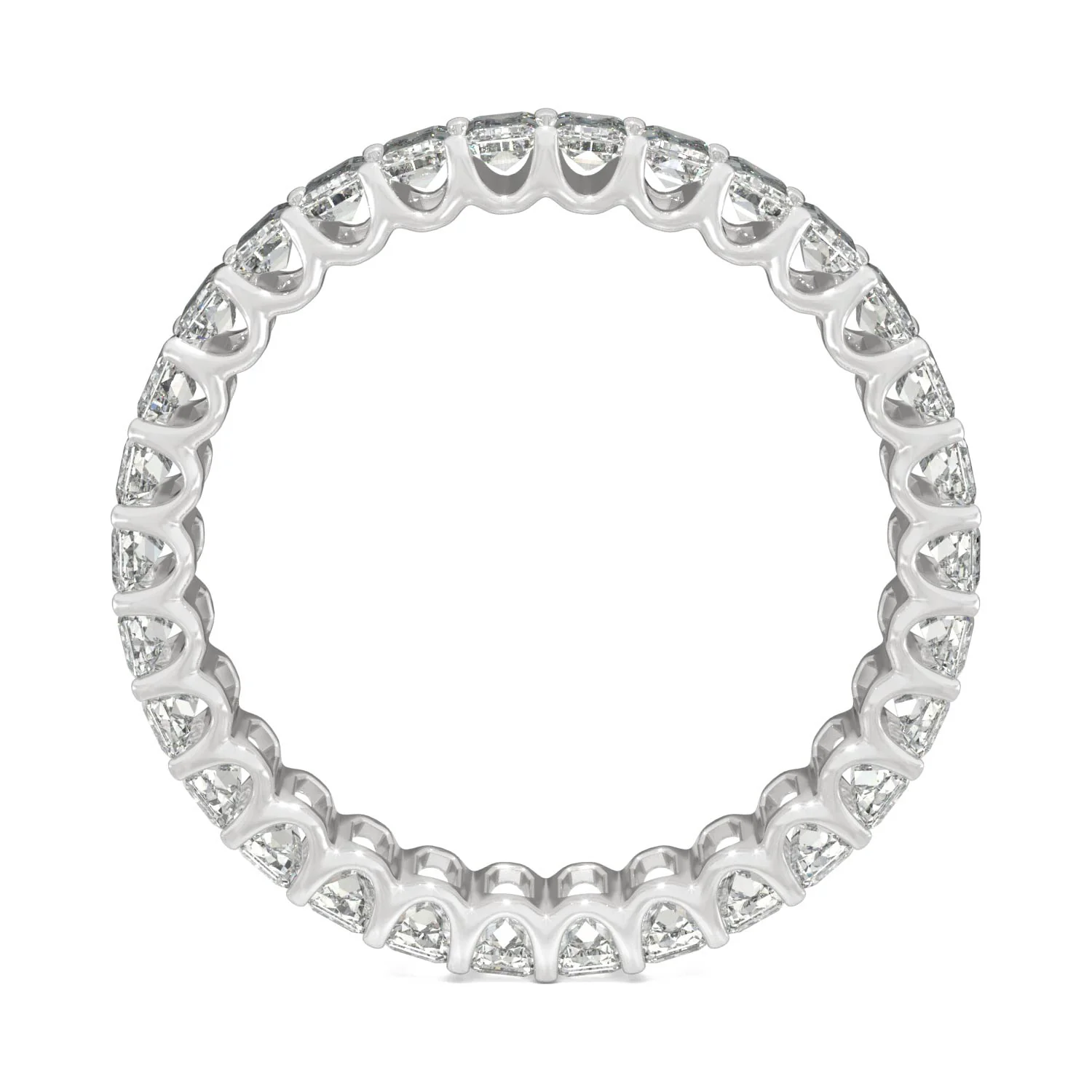 3.00 CTW DEW Emerald Moissanite Eternity Band in 14K White Gold - Image 3