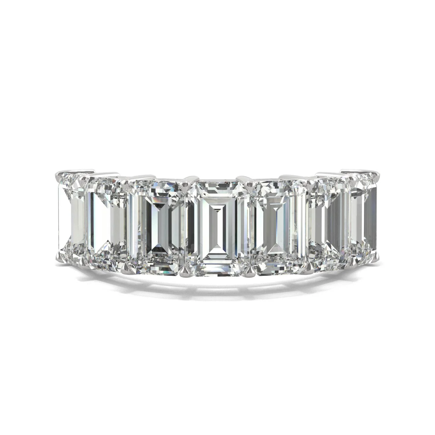 4.06 CTW DEW Emerald Moissanite Seven-Stone Anniversary Band in 14K White Gold - Image 4
