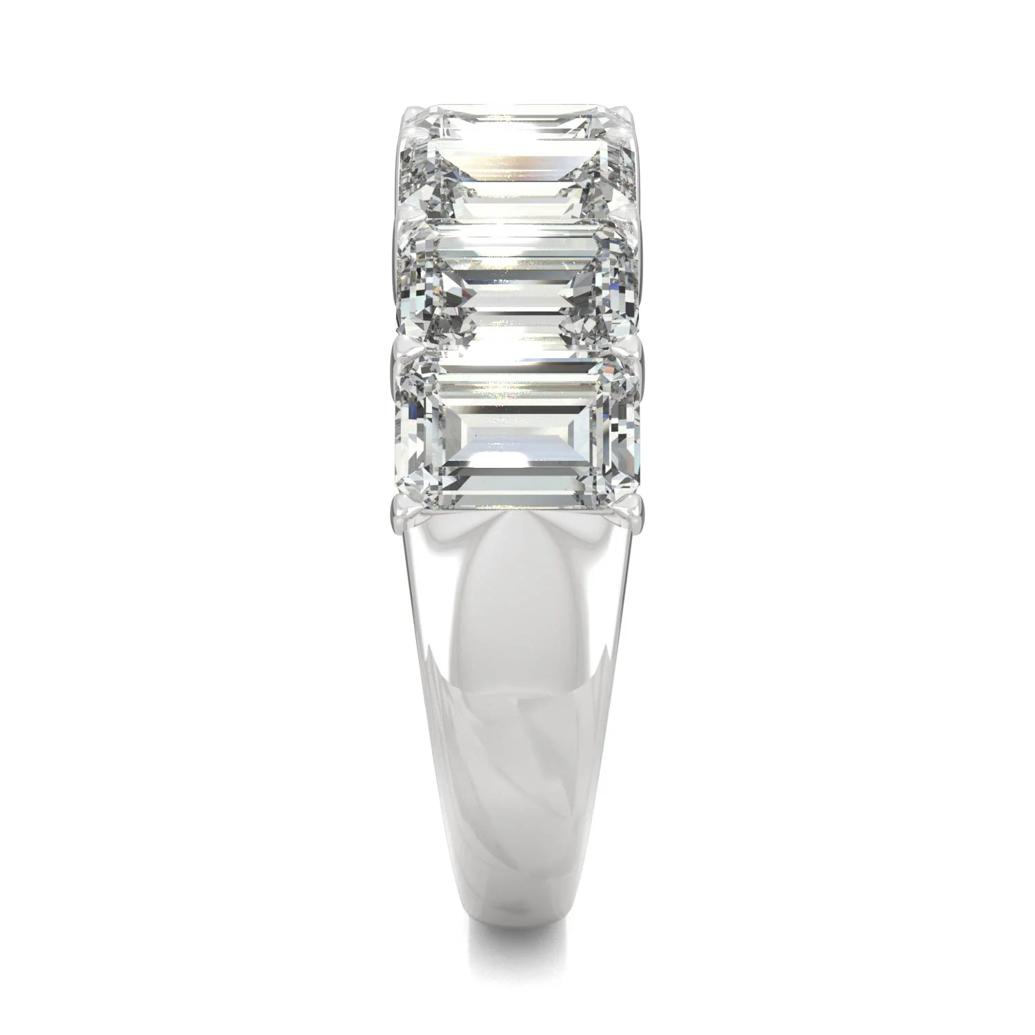 4.06 CTW DEW Emerald Moissanite Seven-Stone Anniversary Band in 14K White Gold - Image 5